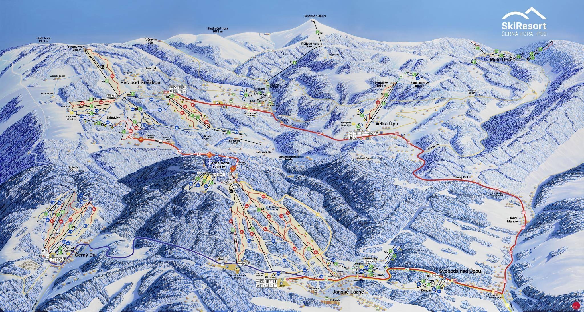 Černá hora – Janské Lázně trail map
