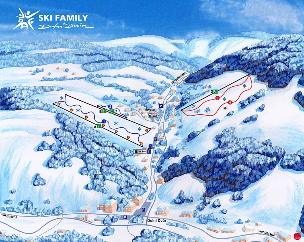 Dolní Dvůr trail map