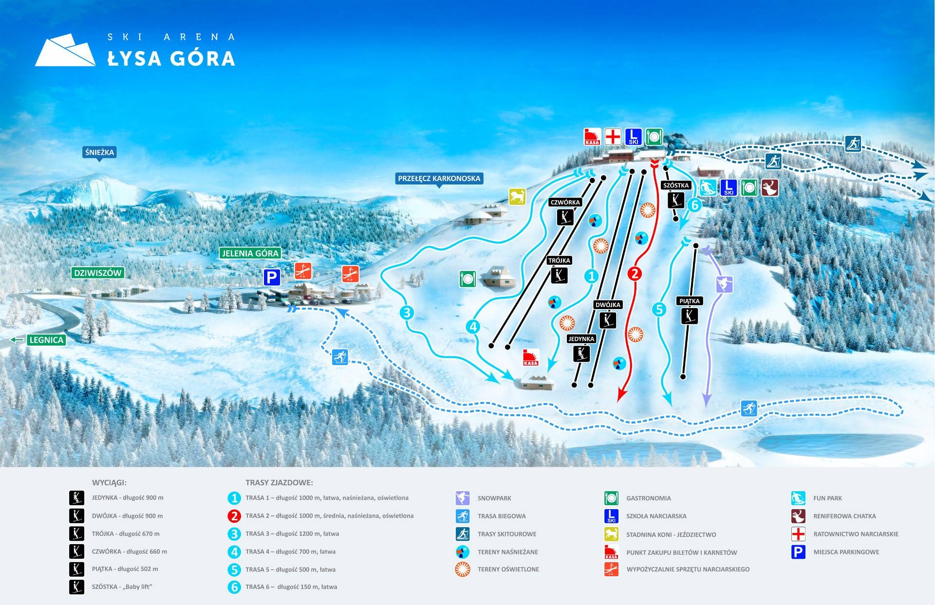 Łysa Góra – Dziwiszów trail map