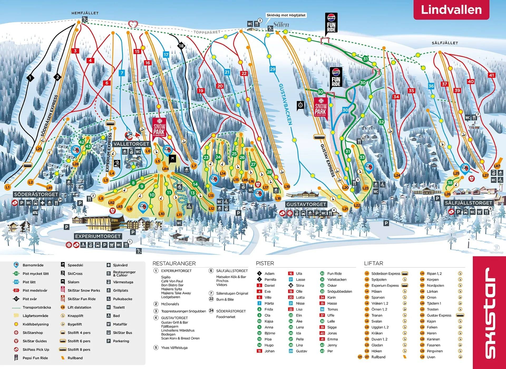 Lindvallen/Högfjället (Sälen) trail map