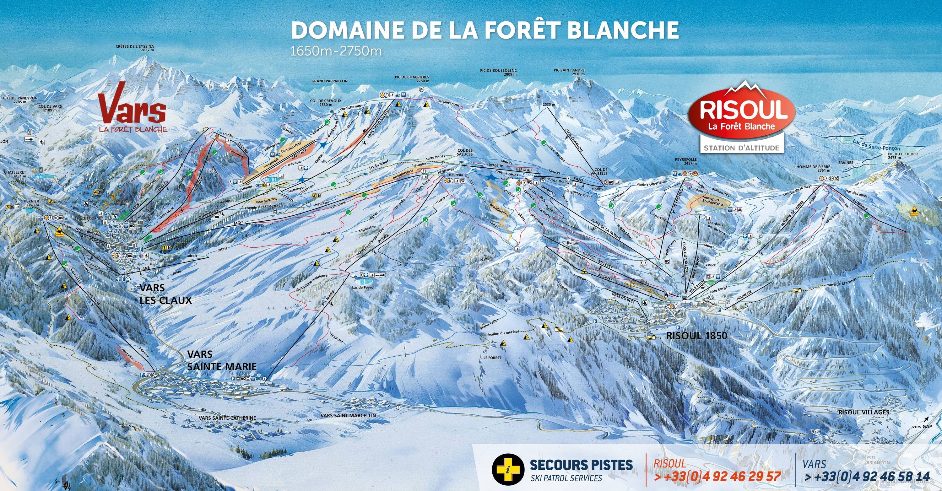 Vars/Risoul – La Forêt Blanche trail map
