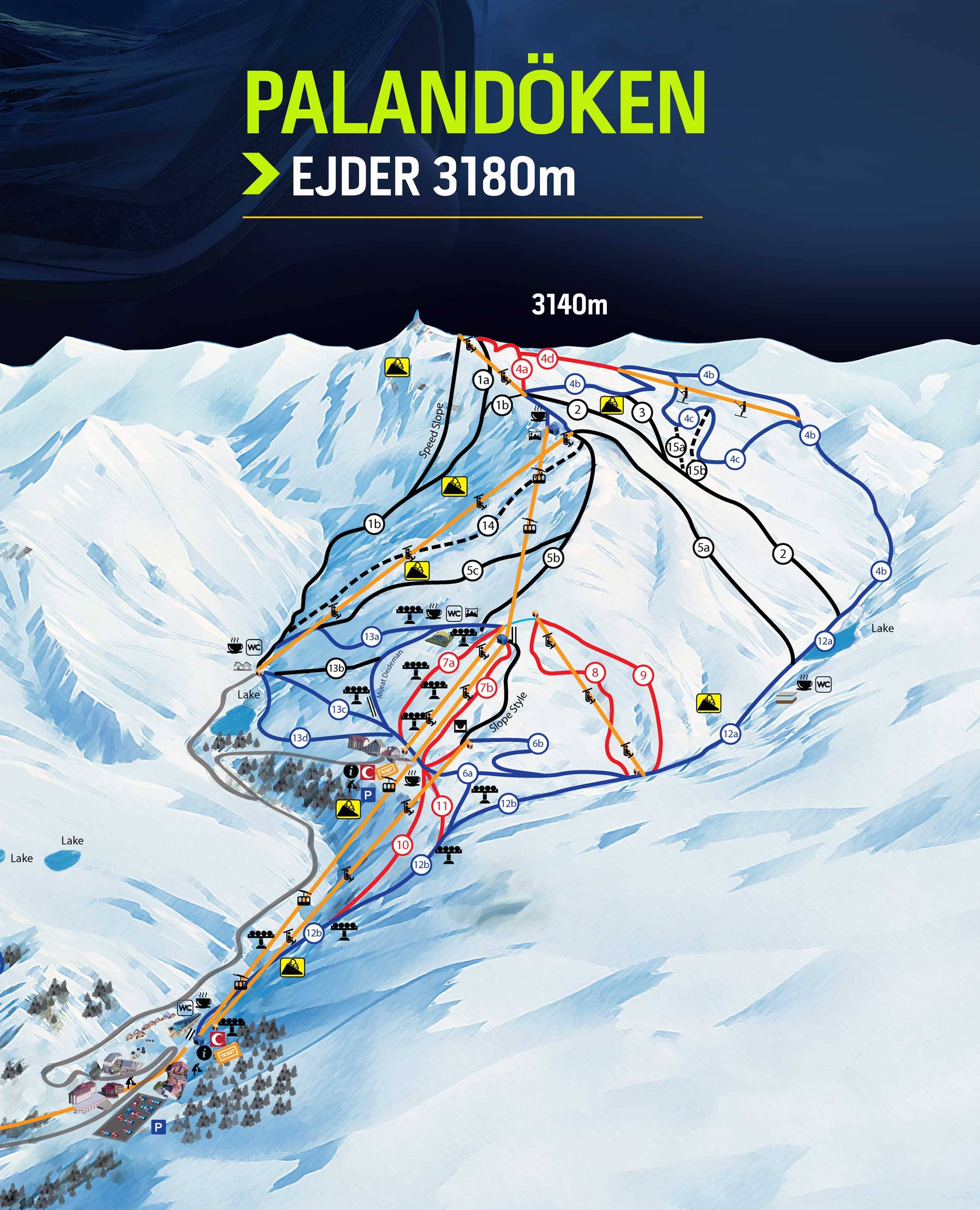 Palandöken (Ejder 3200 World Ski Center) trail map