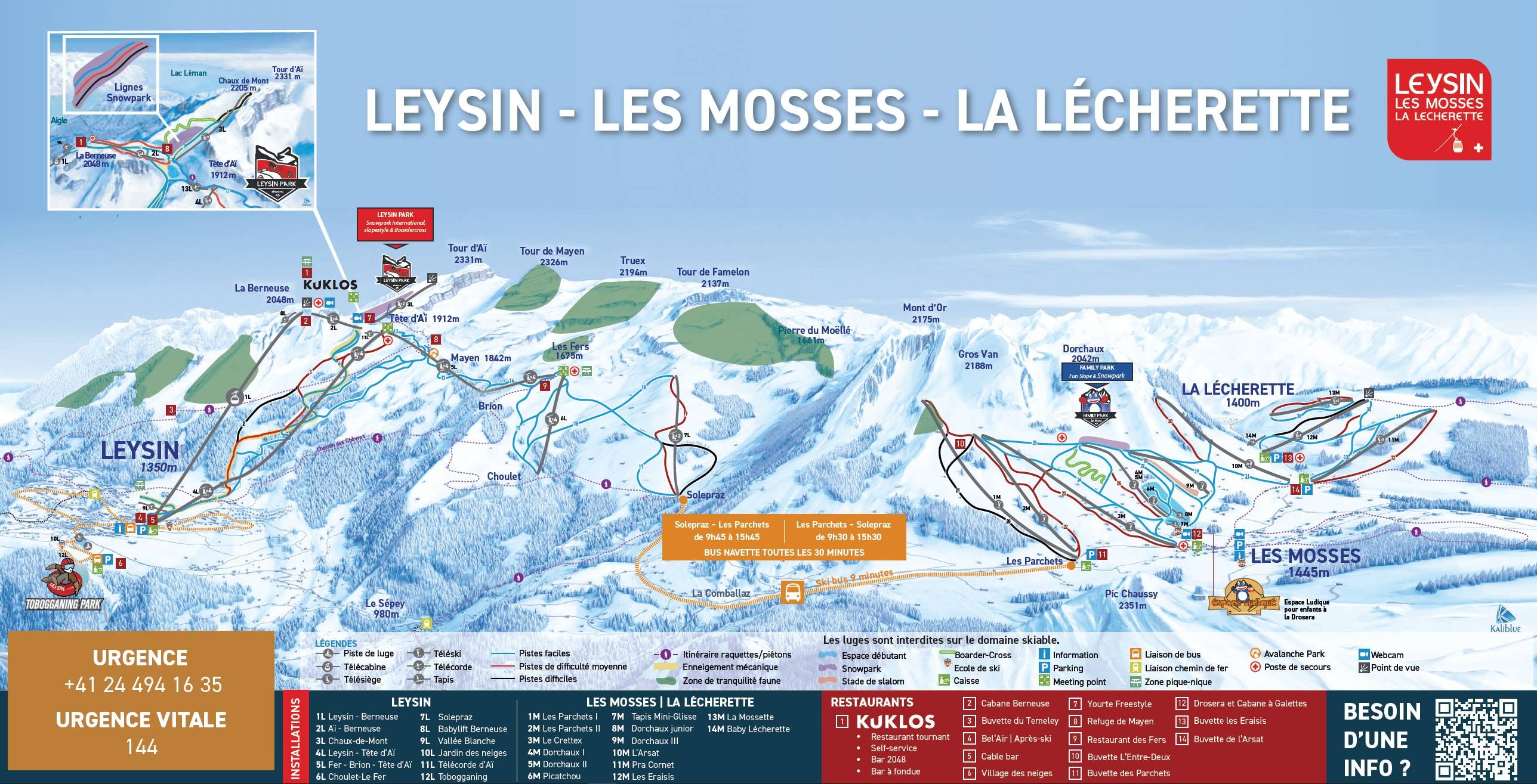 Les Mosses/La Lécherette trail map