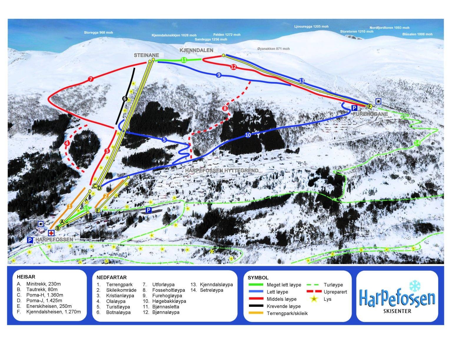 Harpefossen trail map