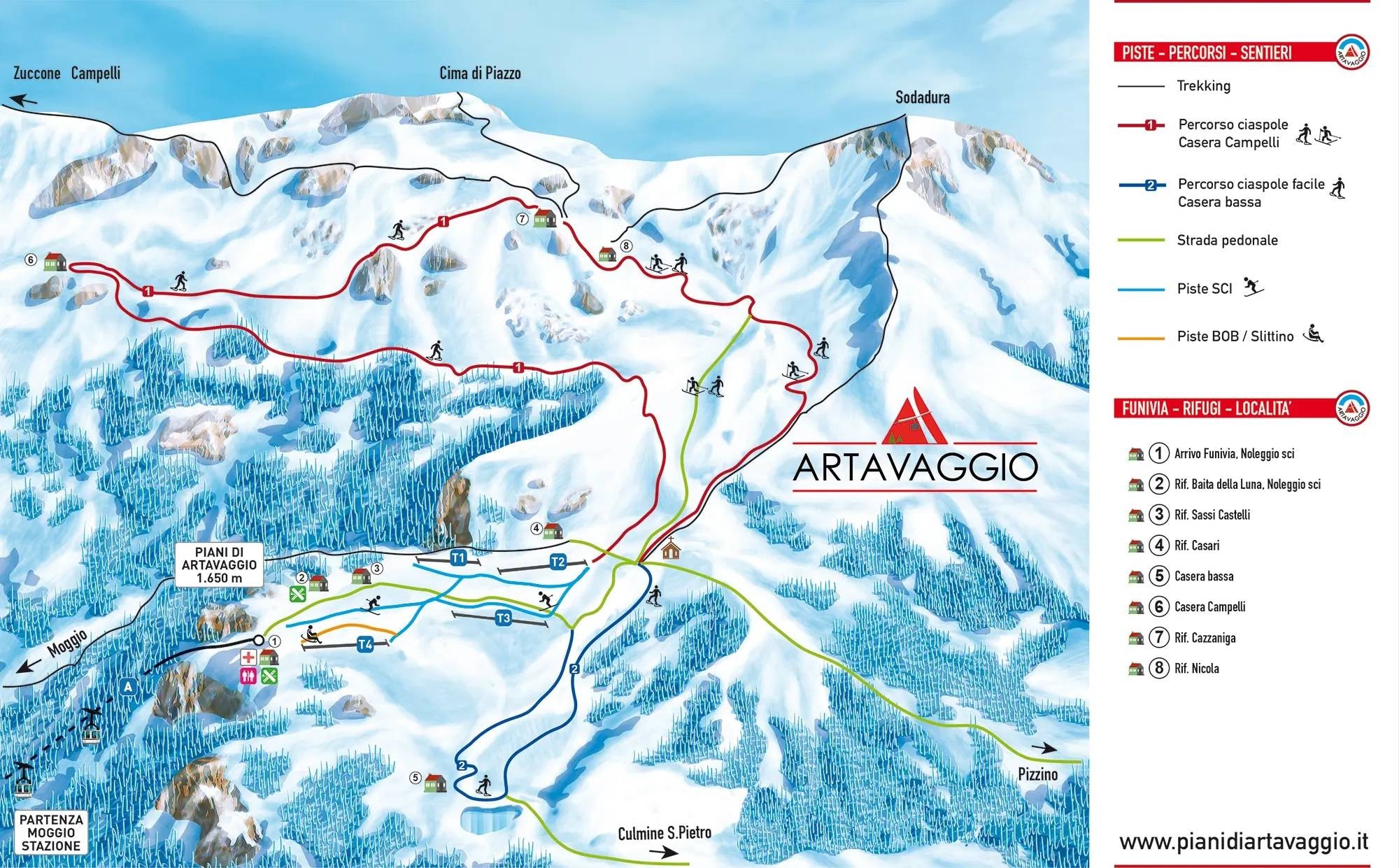 Piani di Artavaggio – Moggio trail map