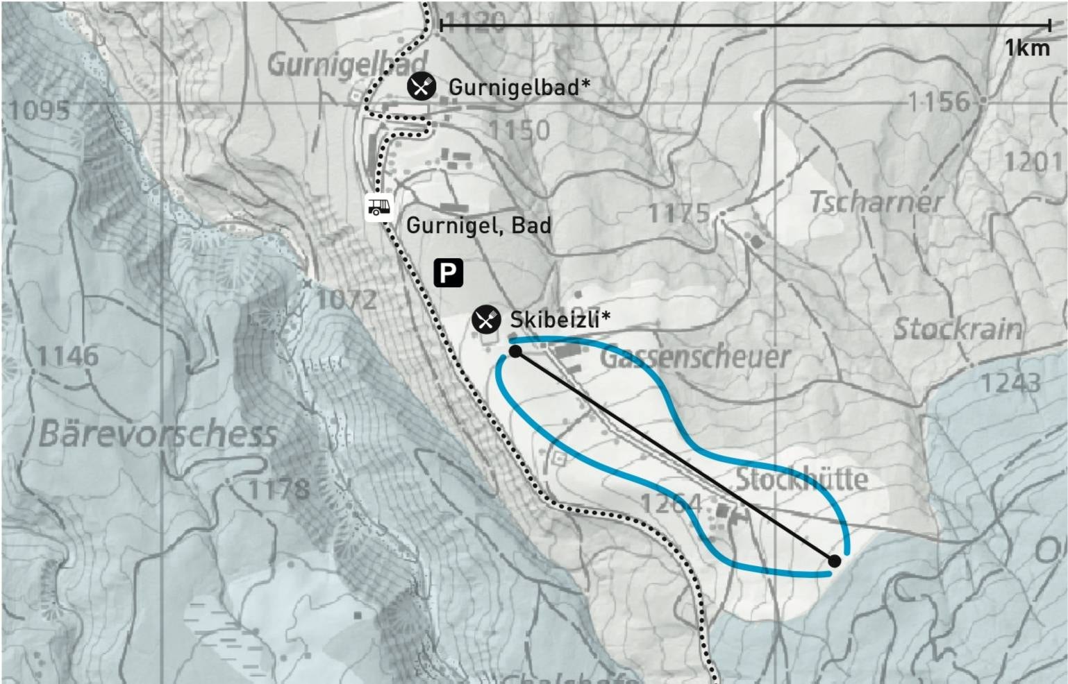 Gurnigelbad trail map