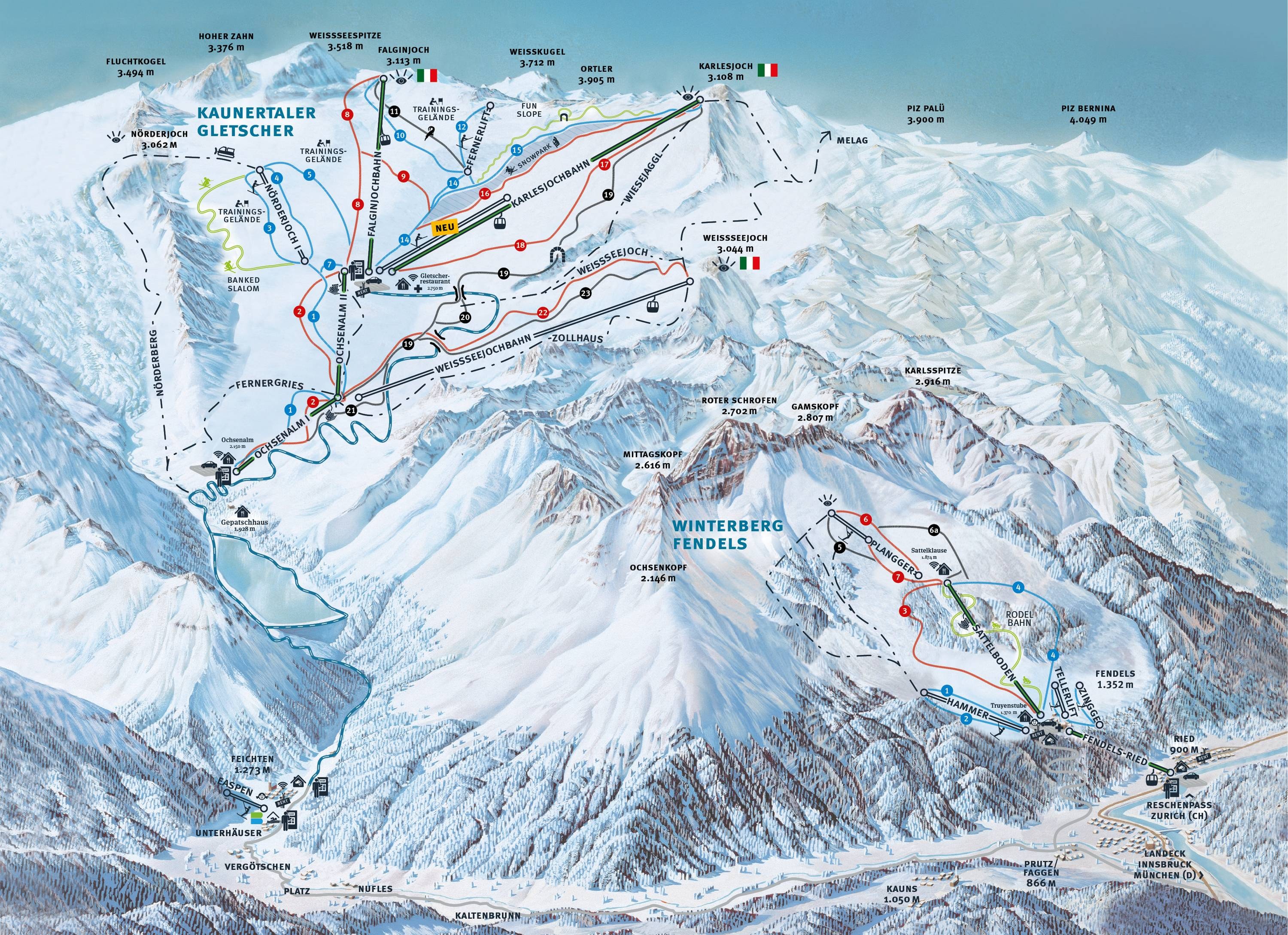 Kaunertal Glacier (Kaunertaler Gletscher) trail map
