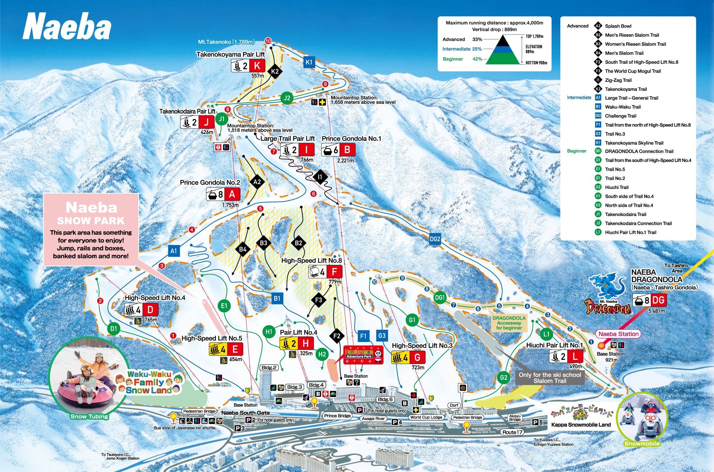 Naeba (Mt. Naeba) trail map