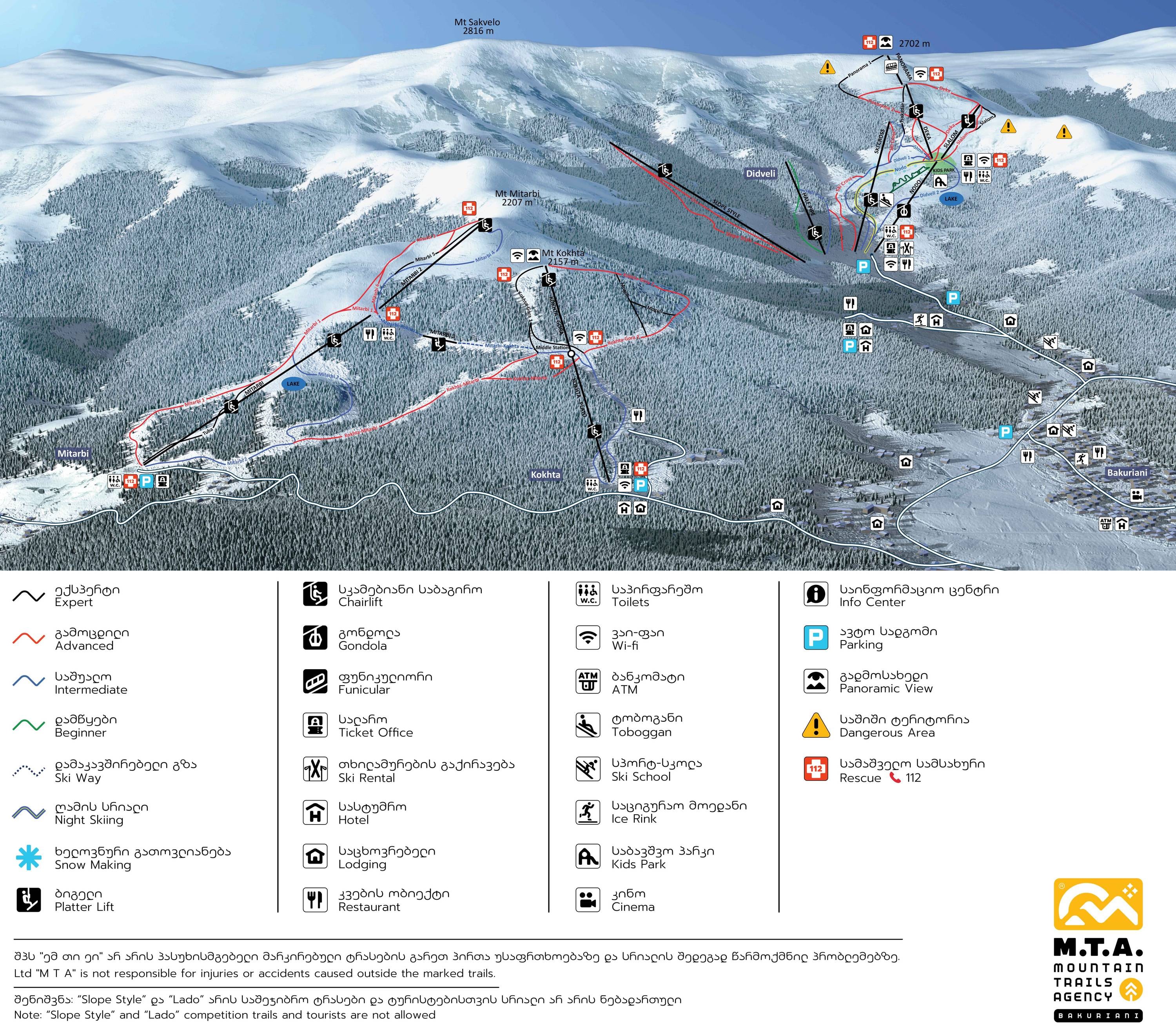 Bakuriani trail map
