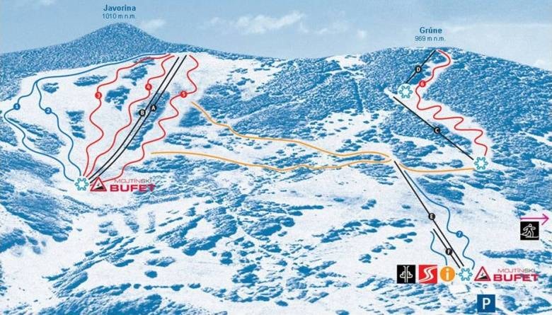 Mojtín trail map