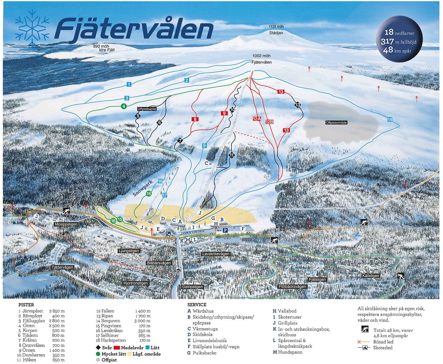 Fjätervålen trail map