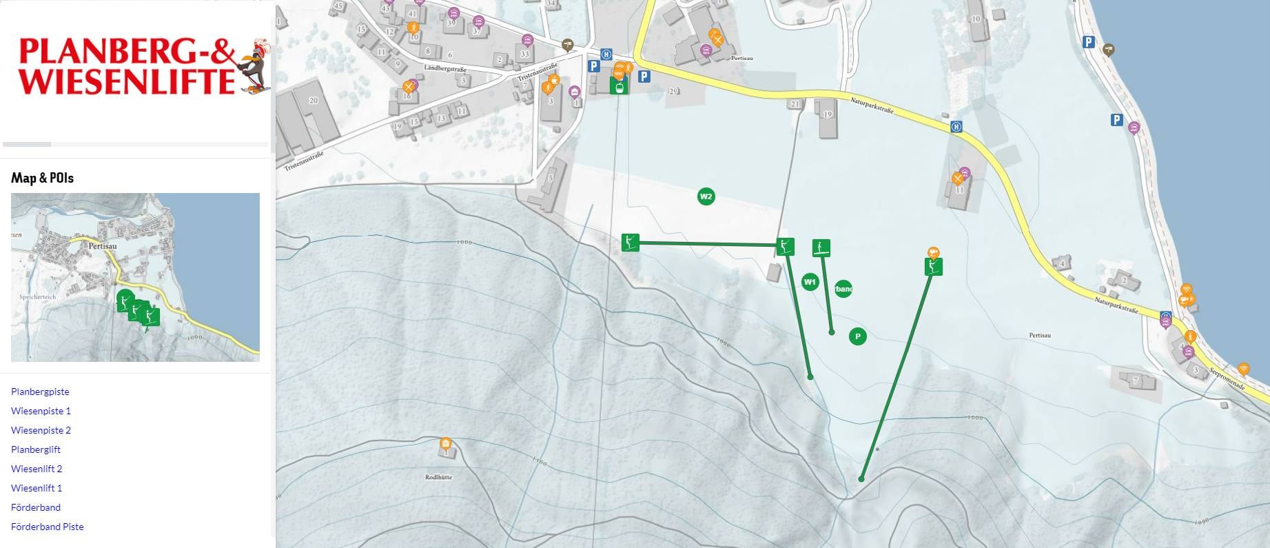 Planberg- and Wiesenlifte – Pertisau trail map