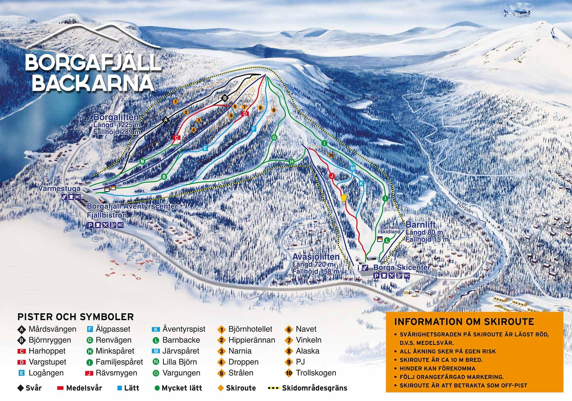 Borgafjäll trail map