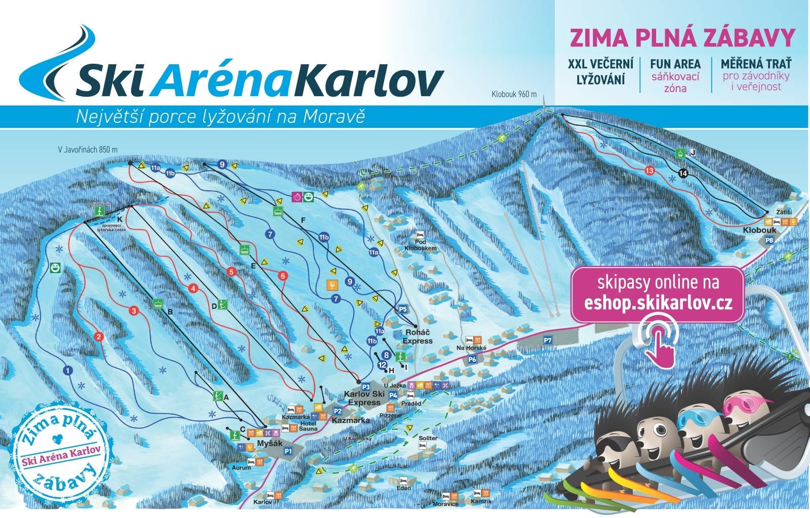 Praděd/Myšák – Malá Morávka (Ski Karlov) trail map