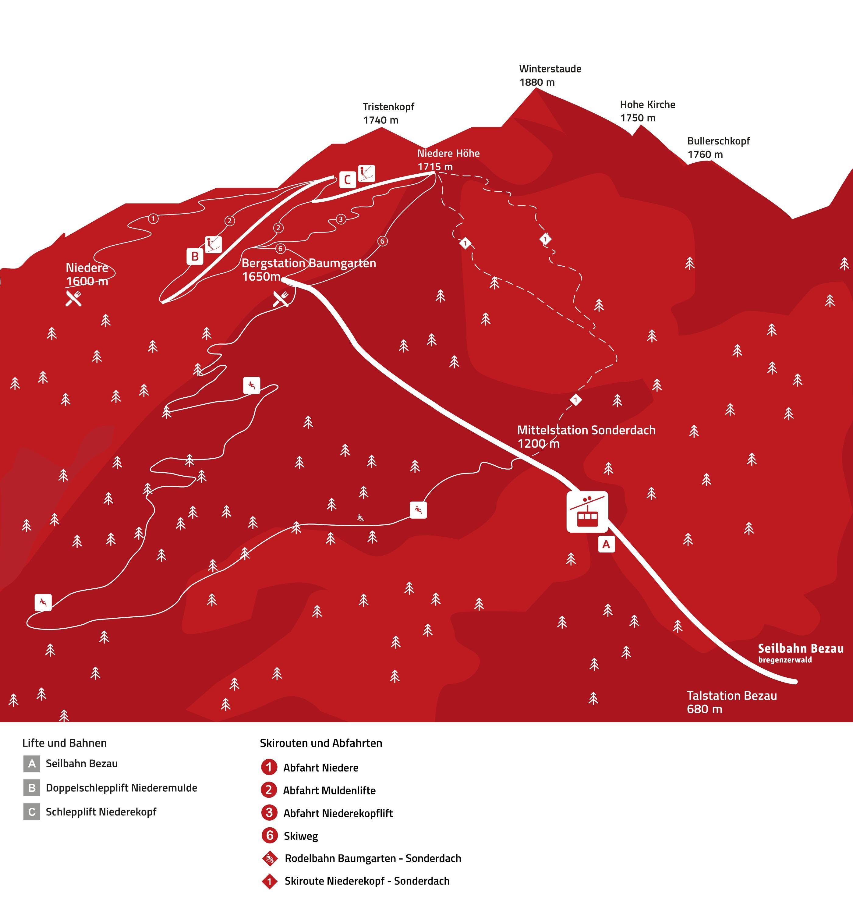 Niedere – Andelsbuch/Bezau trail map