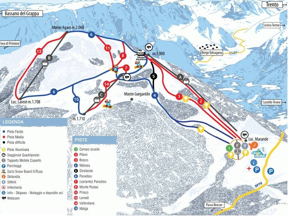 Lagorai/Passo Brocon – Castello Tesino trail map