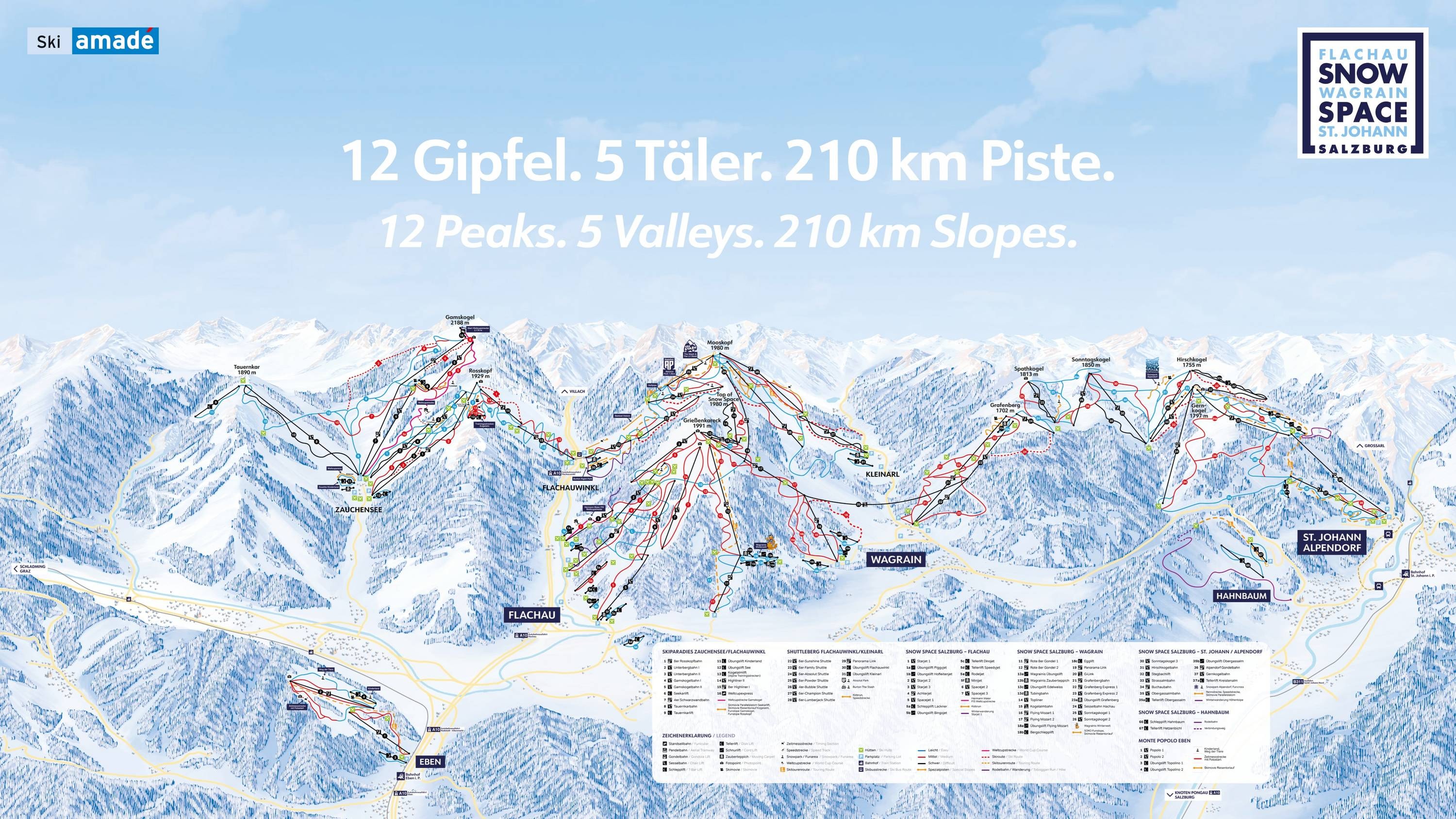Snow Space Salzburg – Flachau/Wagrain/St. Johann-Alpendorf trail map