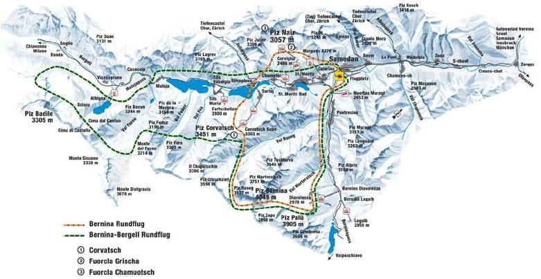 Bernina Heliski trail map