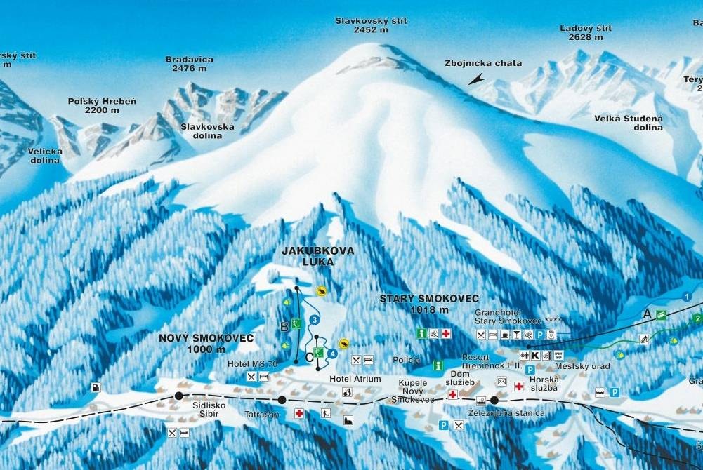Jakubkova Lúka trail map
