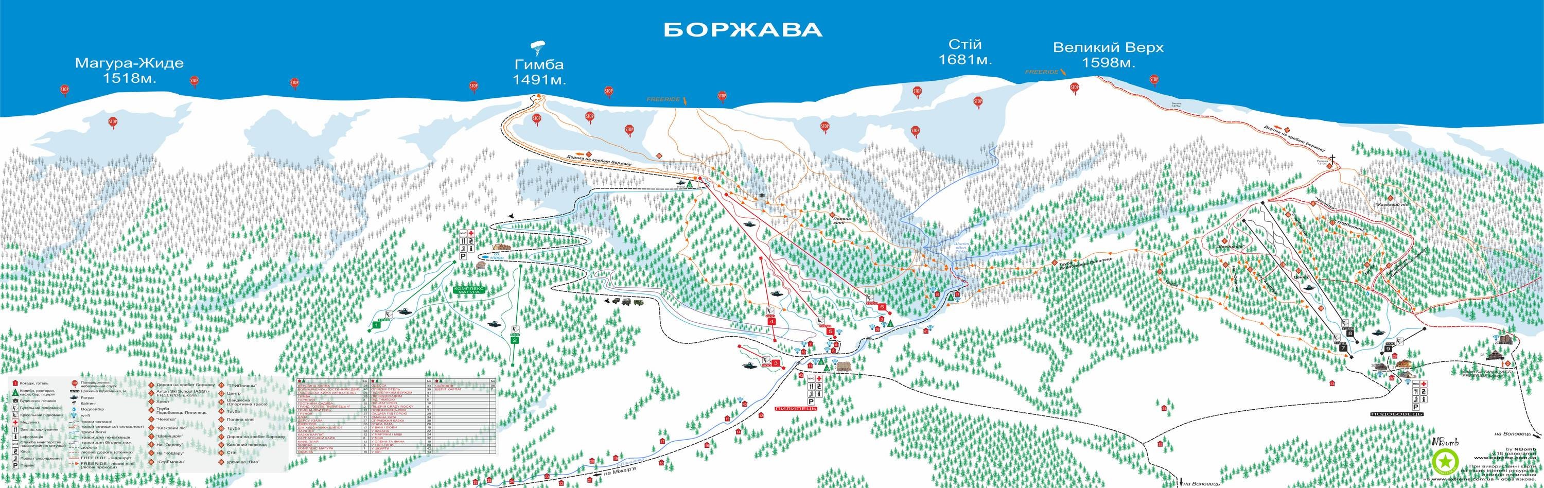 Podobovets trail map