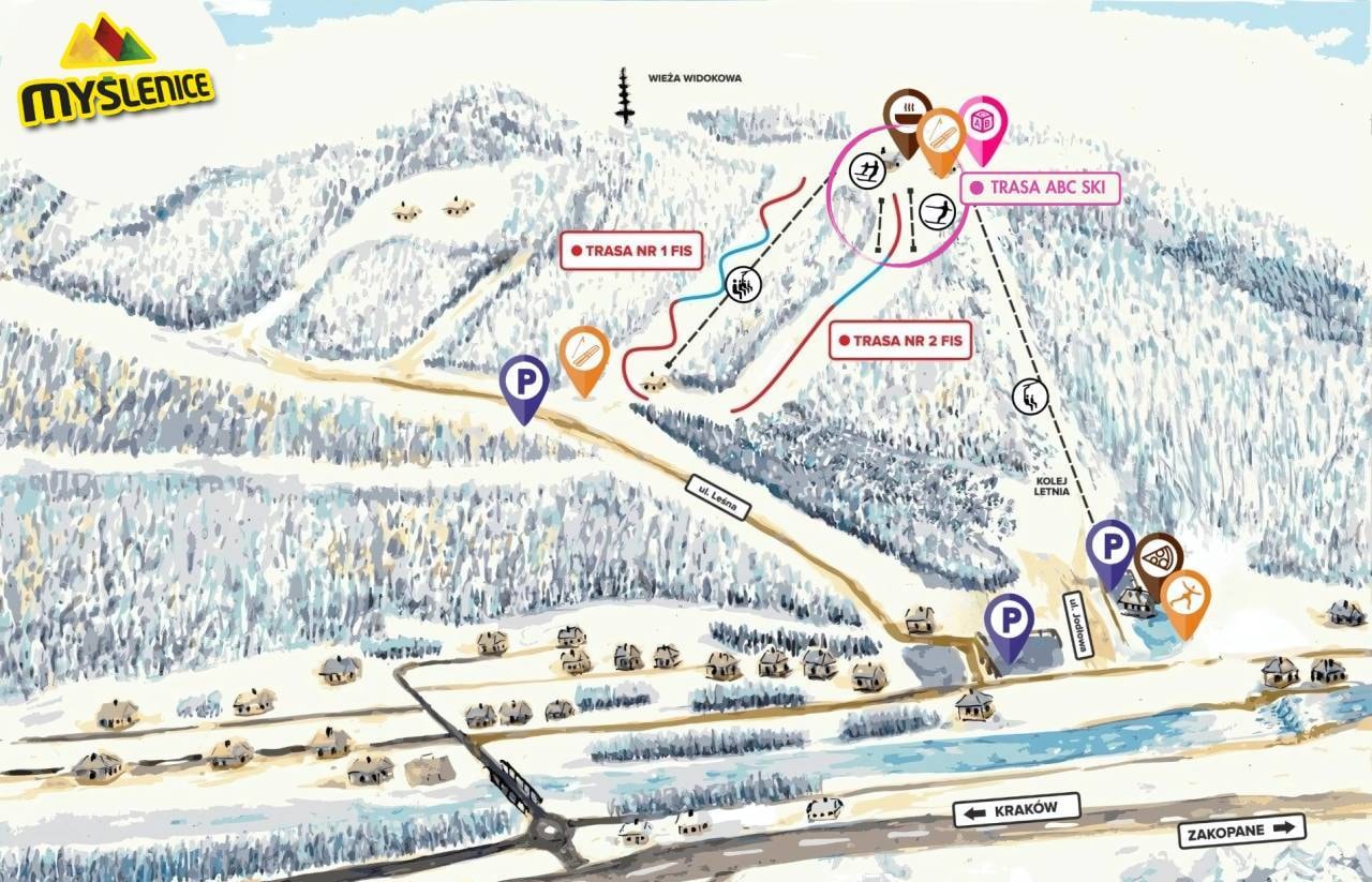 Myślenice trail map