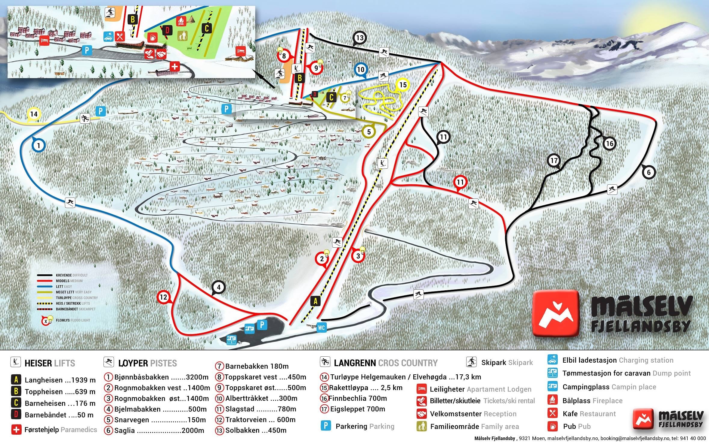 Målselv Fjellandsby trail map
