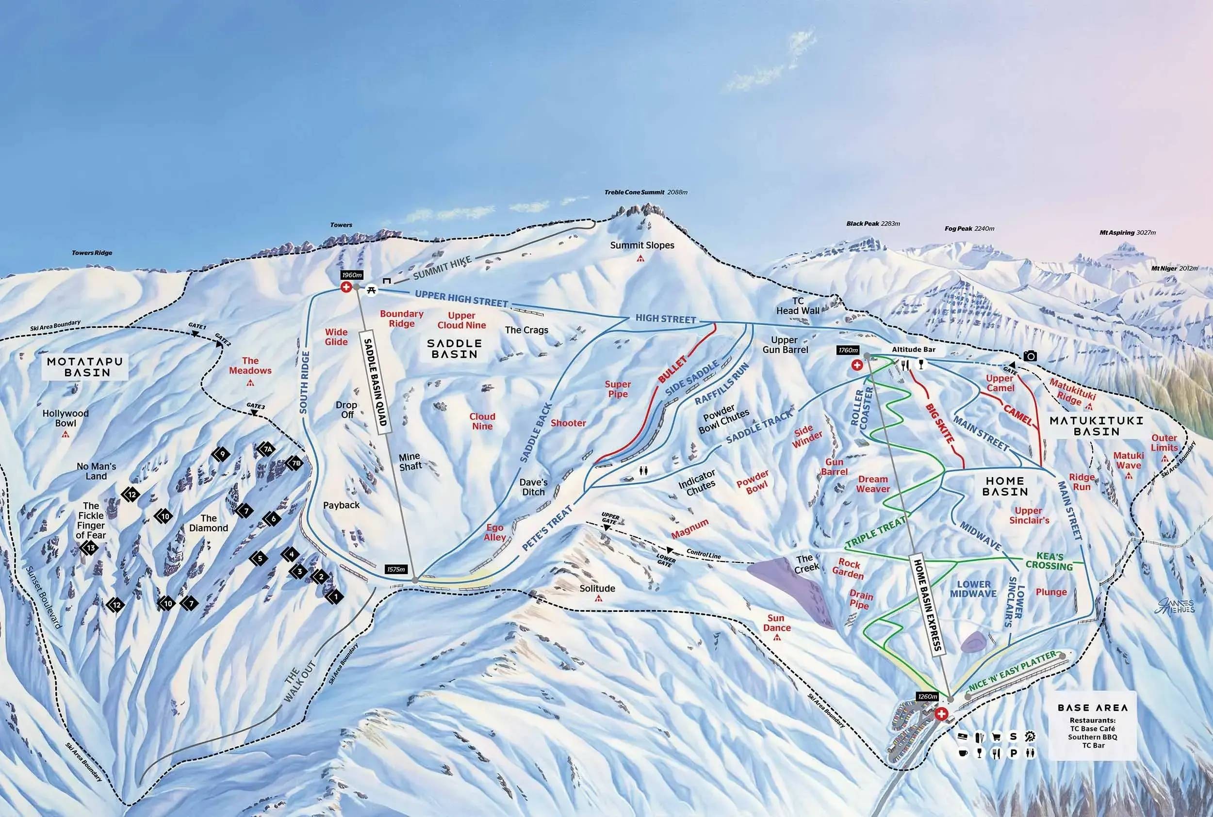 Treble Cone trail map