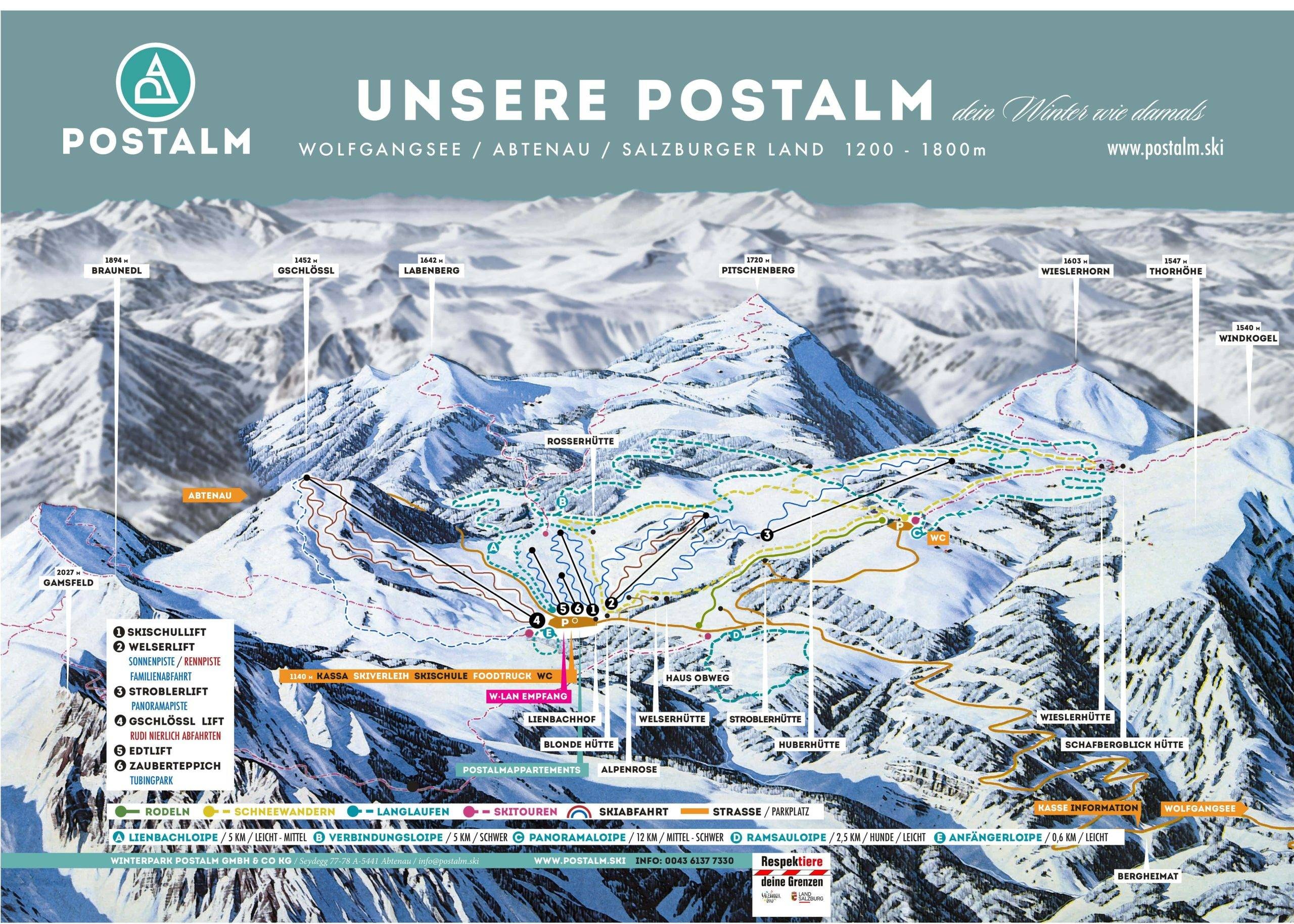 Postalm am Wolfgangsee trail map