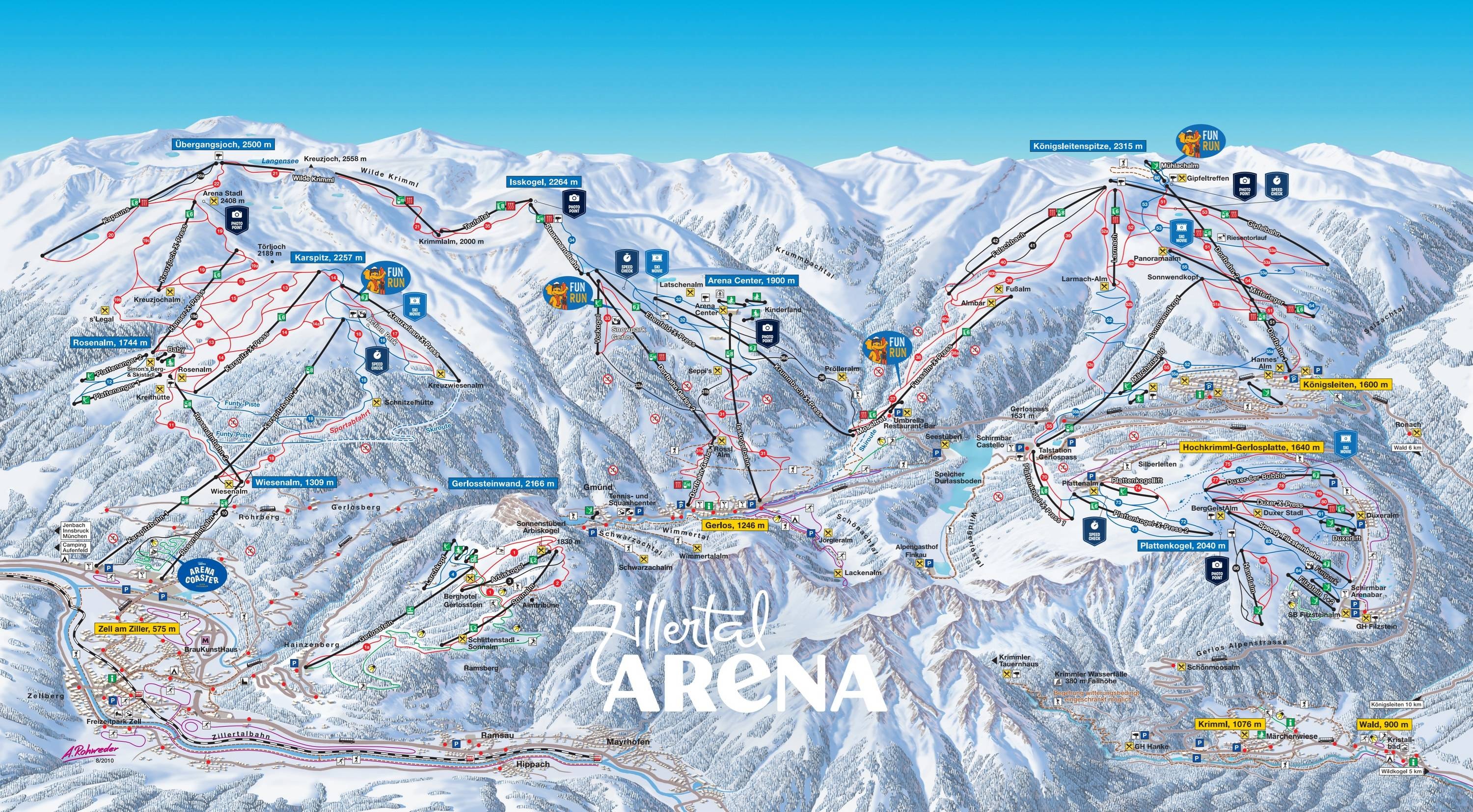 Zillertal Arena – Zell am Ziller/Gerlos/Königsleiten/Hochkrimml trail map