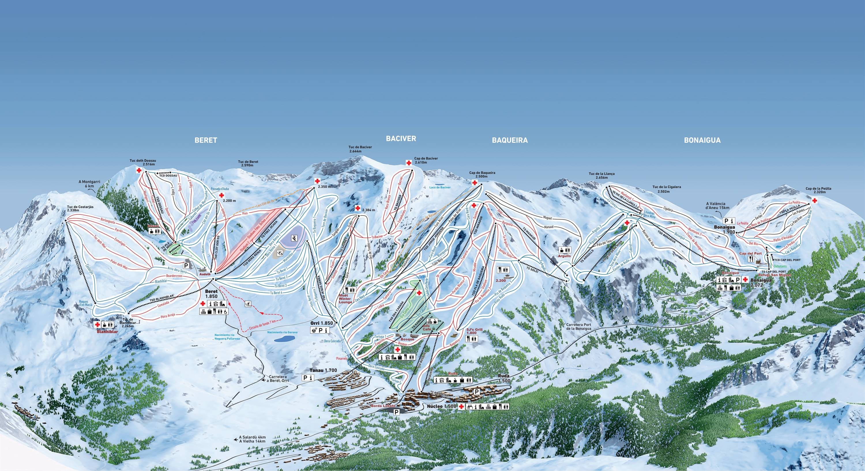 Baqueira/Beret trail map