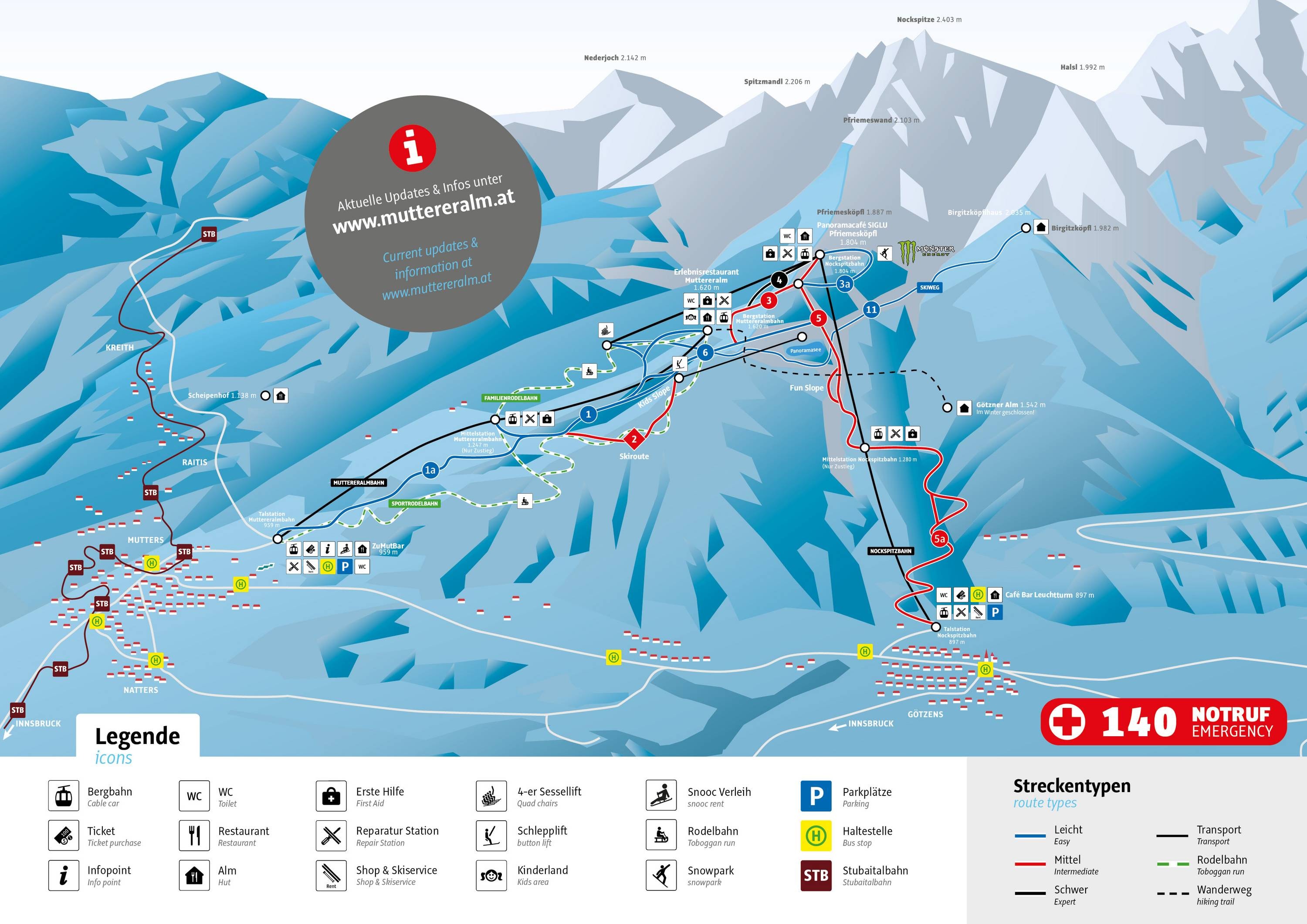 Muttereralm – Mutters/Götzens trail map