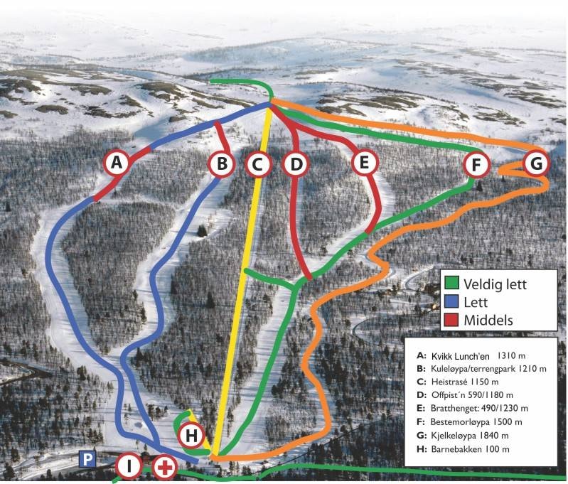 Dagali Fjellpark trail map
