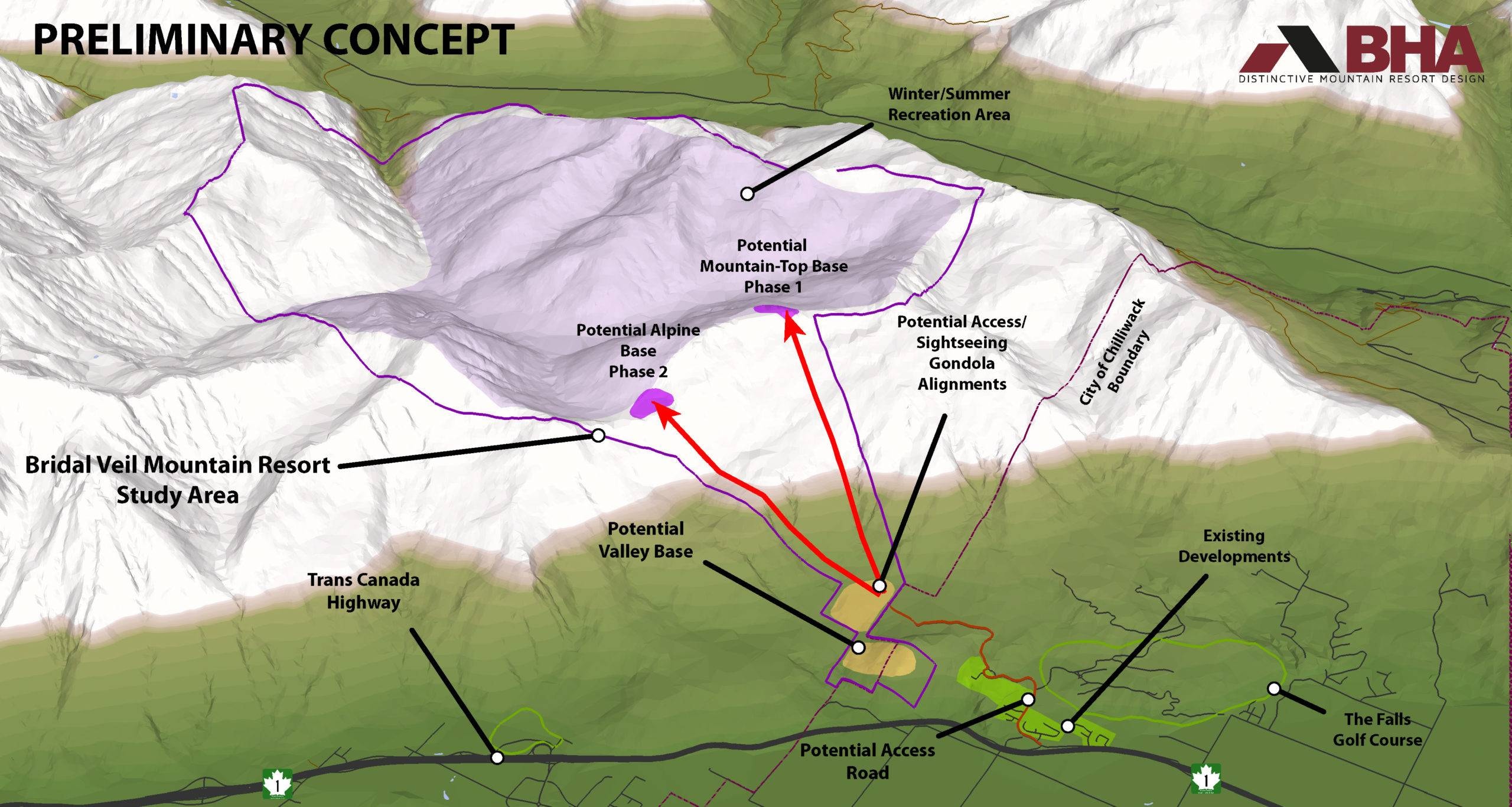 Bridal Veil Mountain Resort (planned) trail map