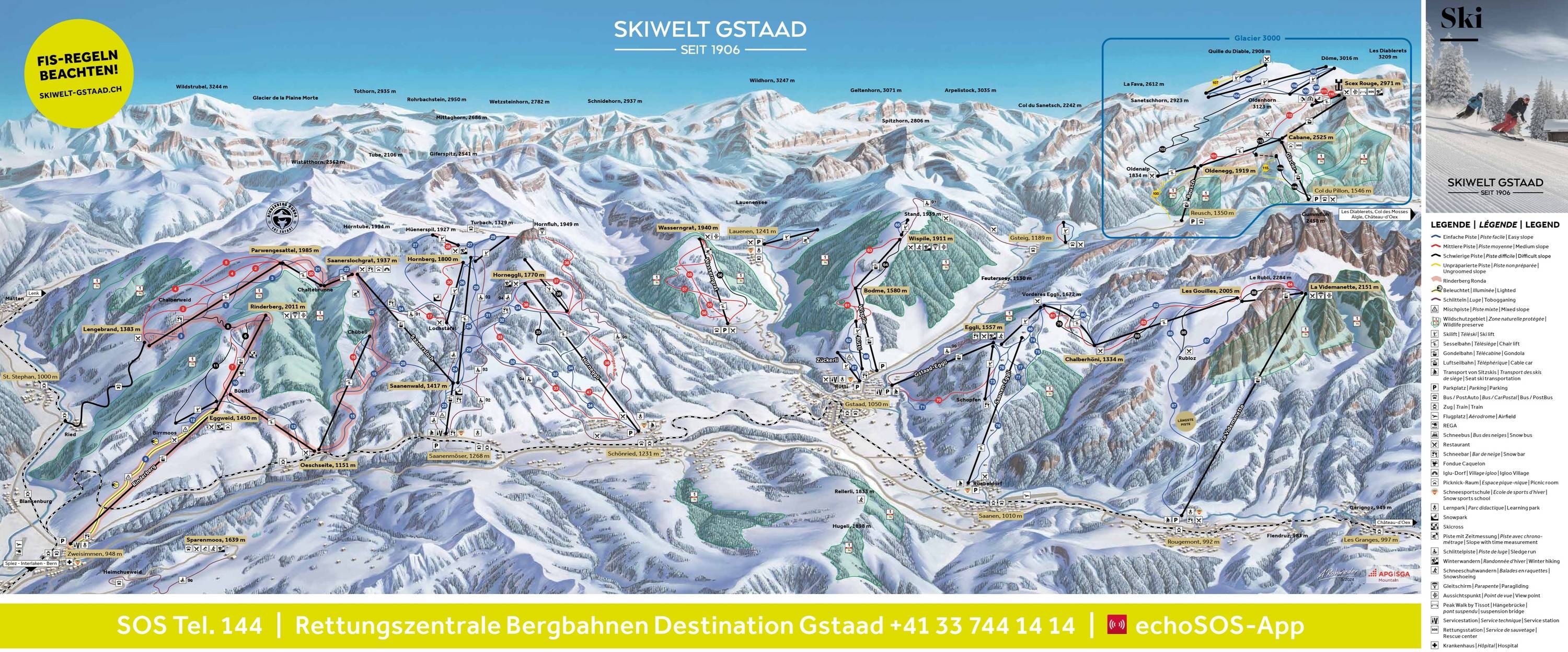 Rinderberg/Saanerslochgrat/Horneggli – Zweisimmen/Saanenmöser/Schönried/St. Stephan trail map