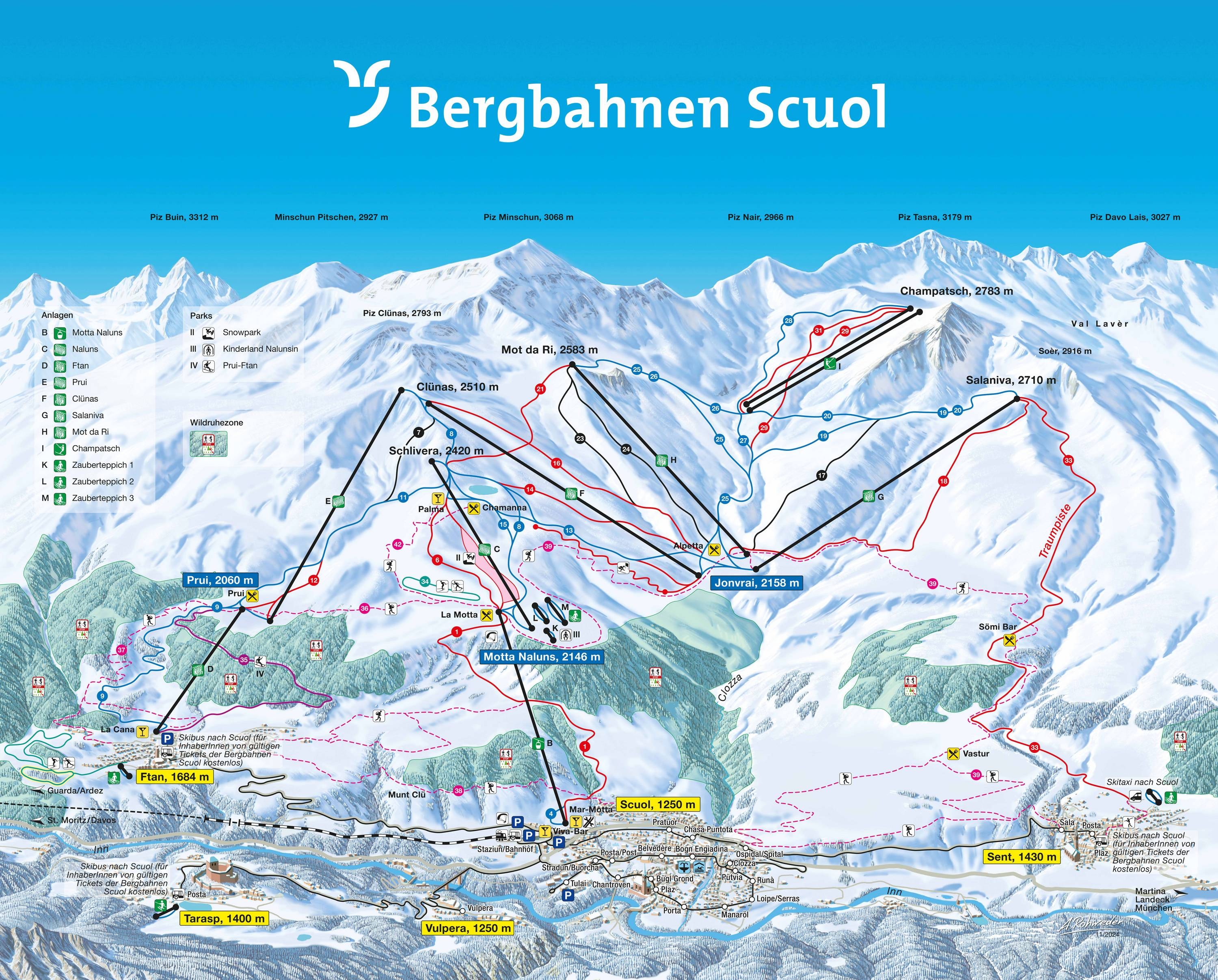 Scuol – Motta Naluns trail map