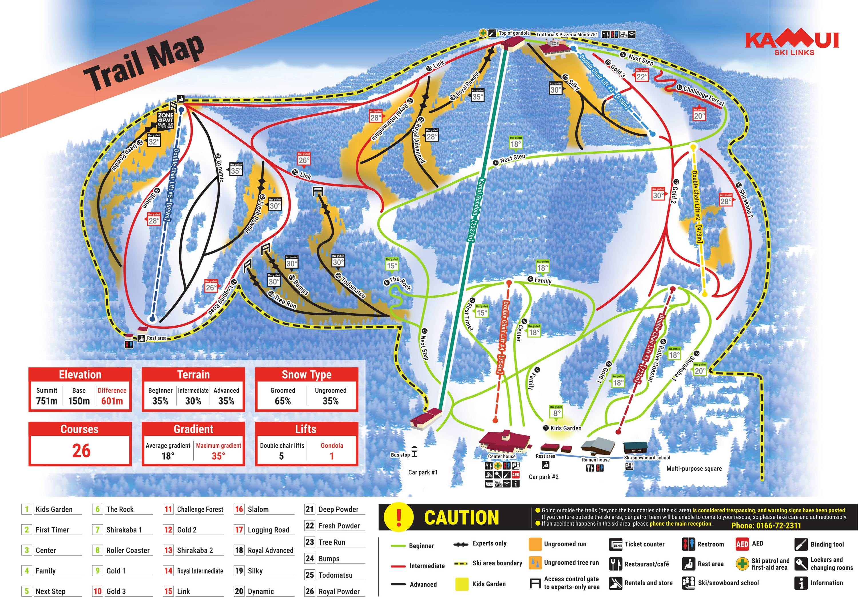 Kamui Ski Links trail map