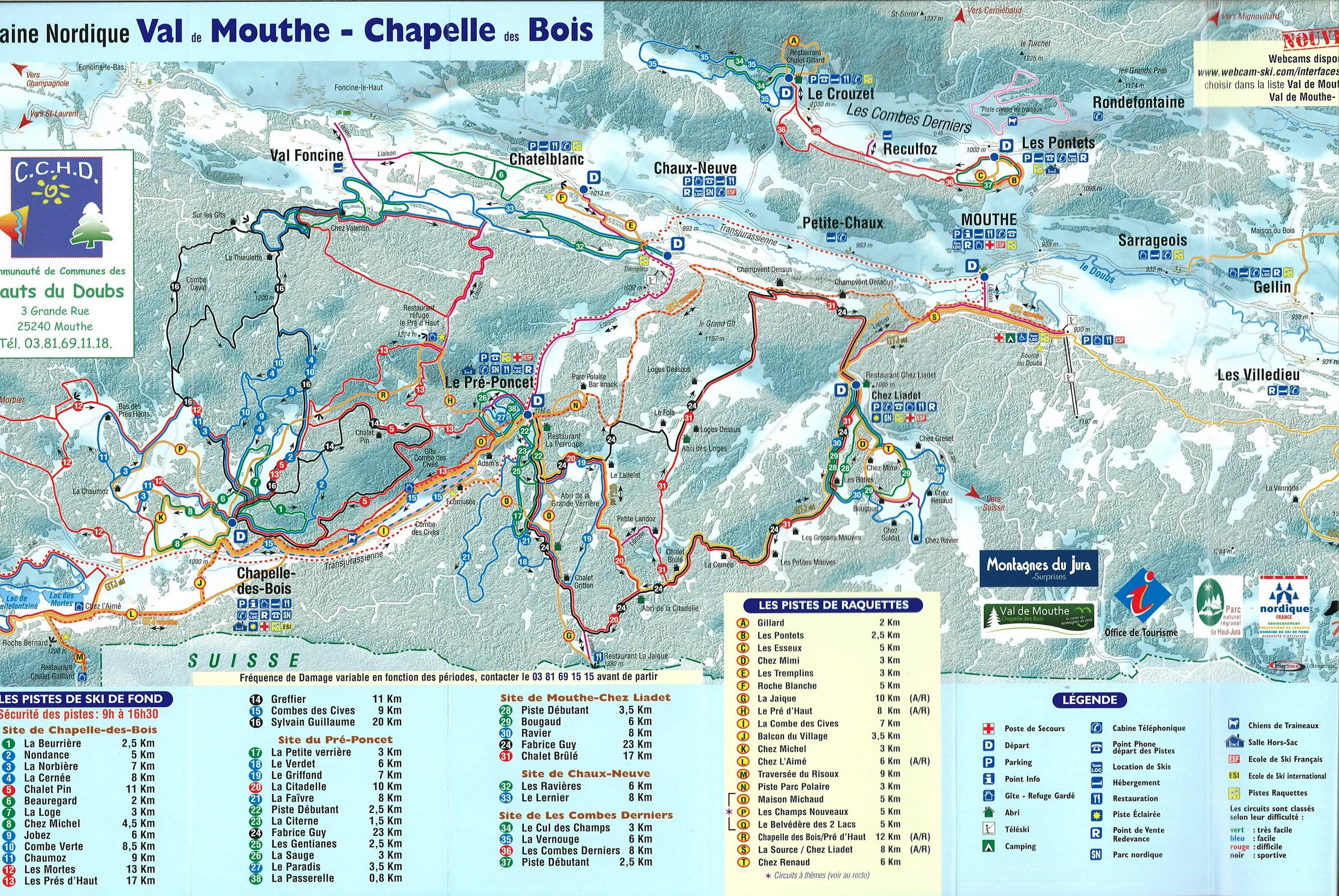 Chaux Neuve trail map