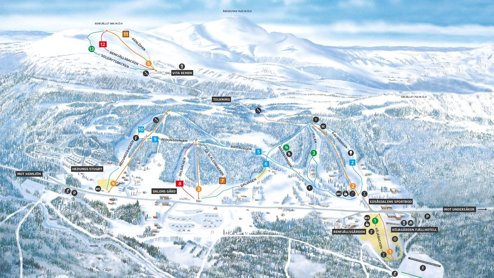 Edsåsdalen trail map