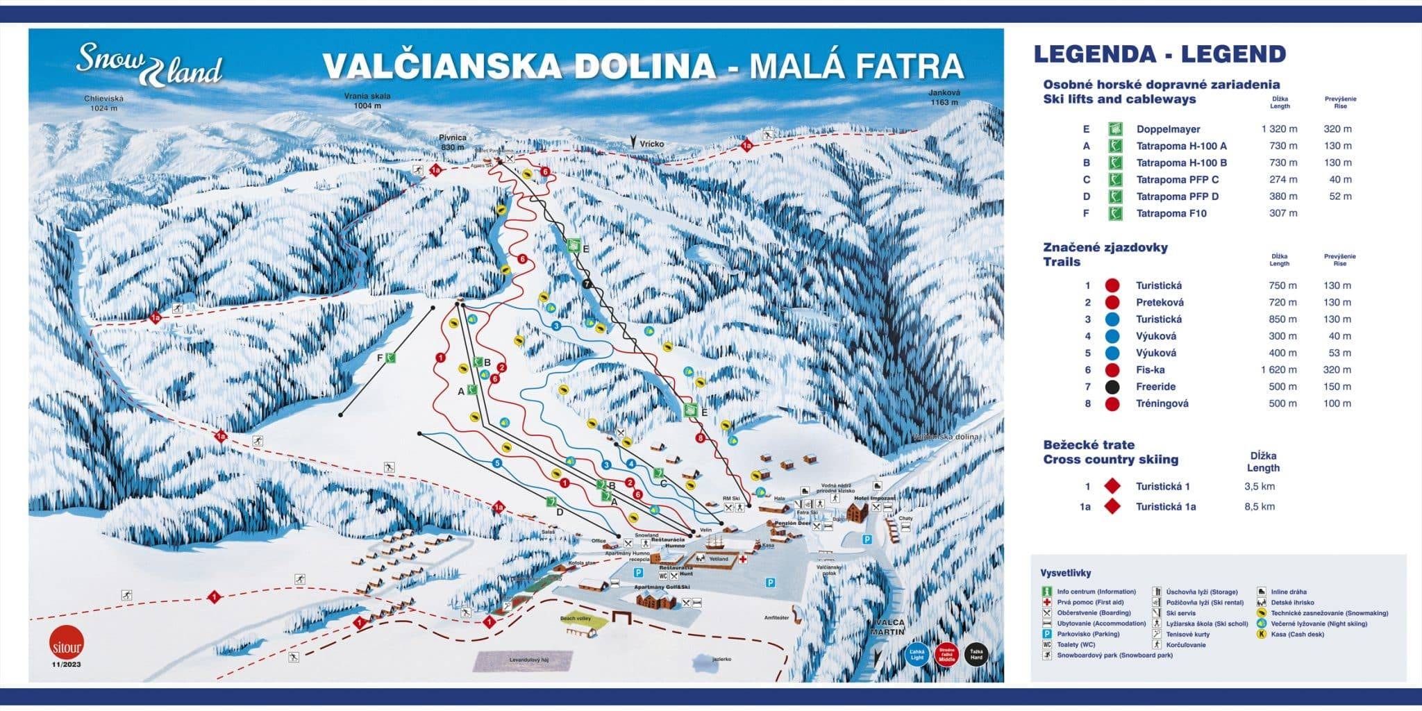 Valčianska Dolina – Valča (Snowland) trail map