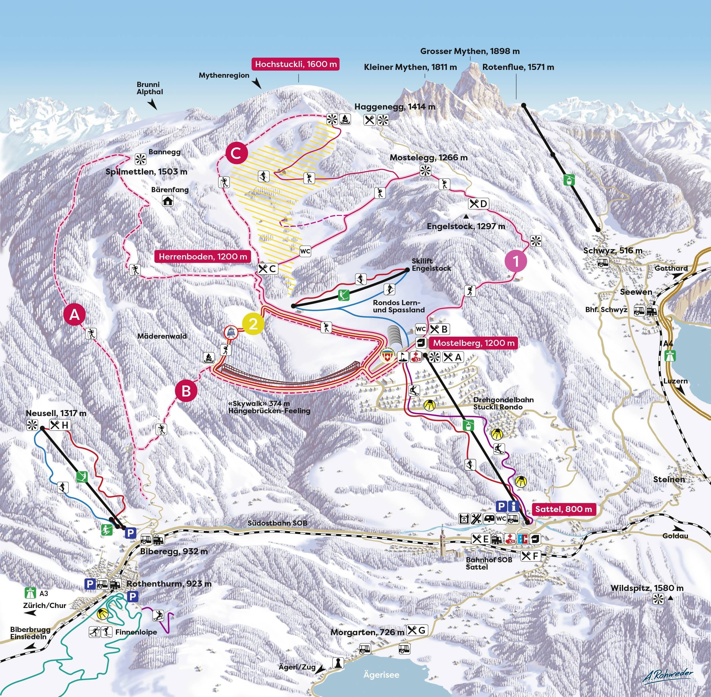 Sattel – Hochstuckli trail map