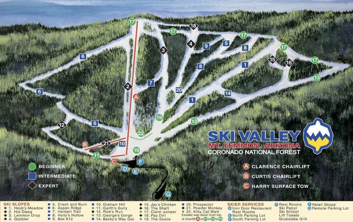 Mt. Lemmon Ski Valley trail map