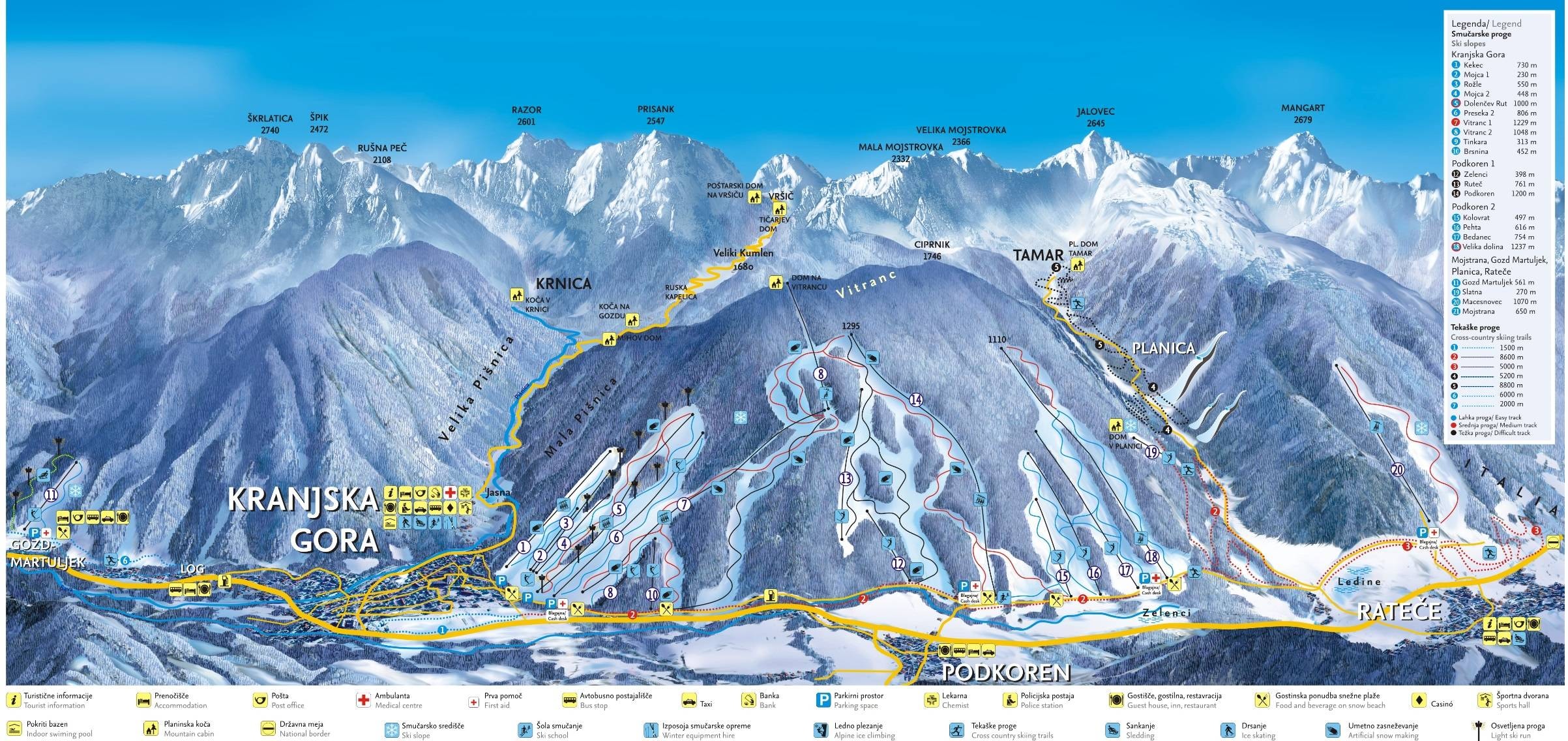 Macesnovc Rateče trail map