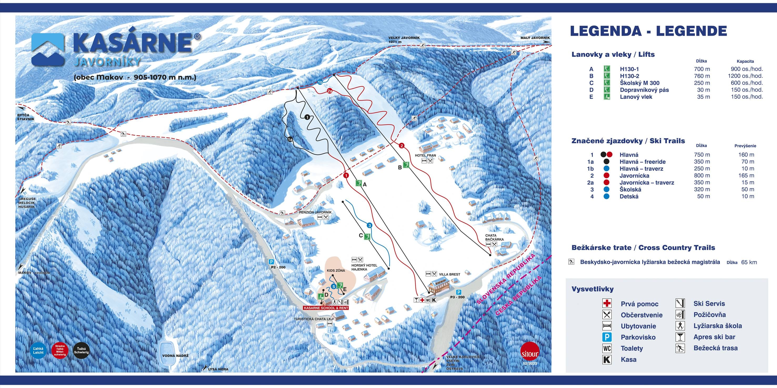 Kasárne Javorníky – Makov trail map
