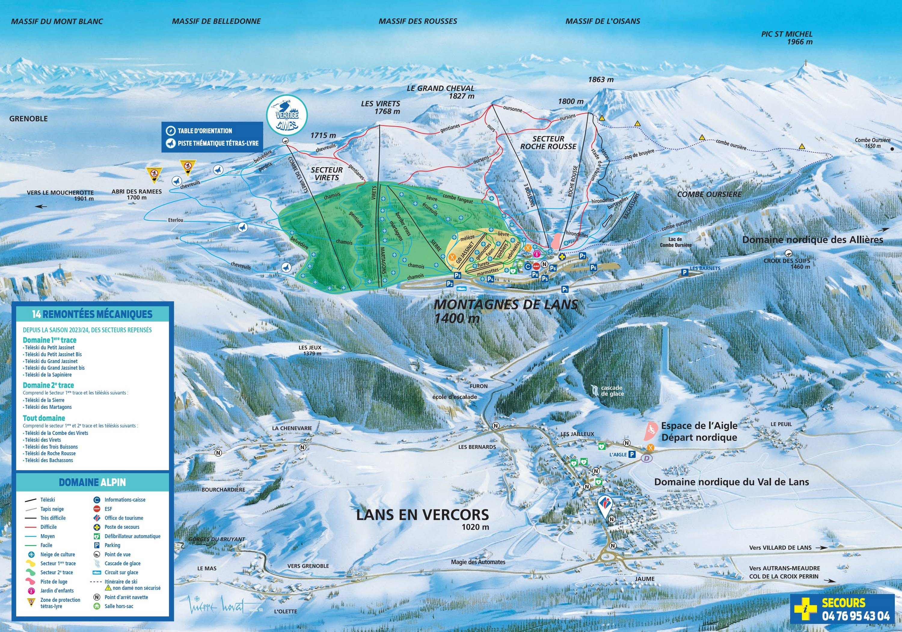 Lans en Vercors trail map