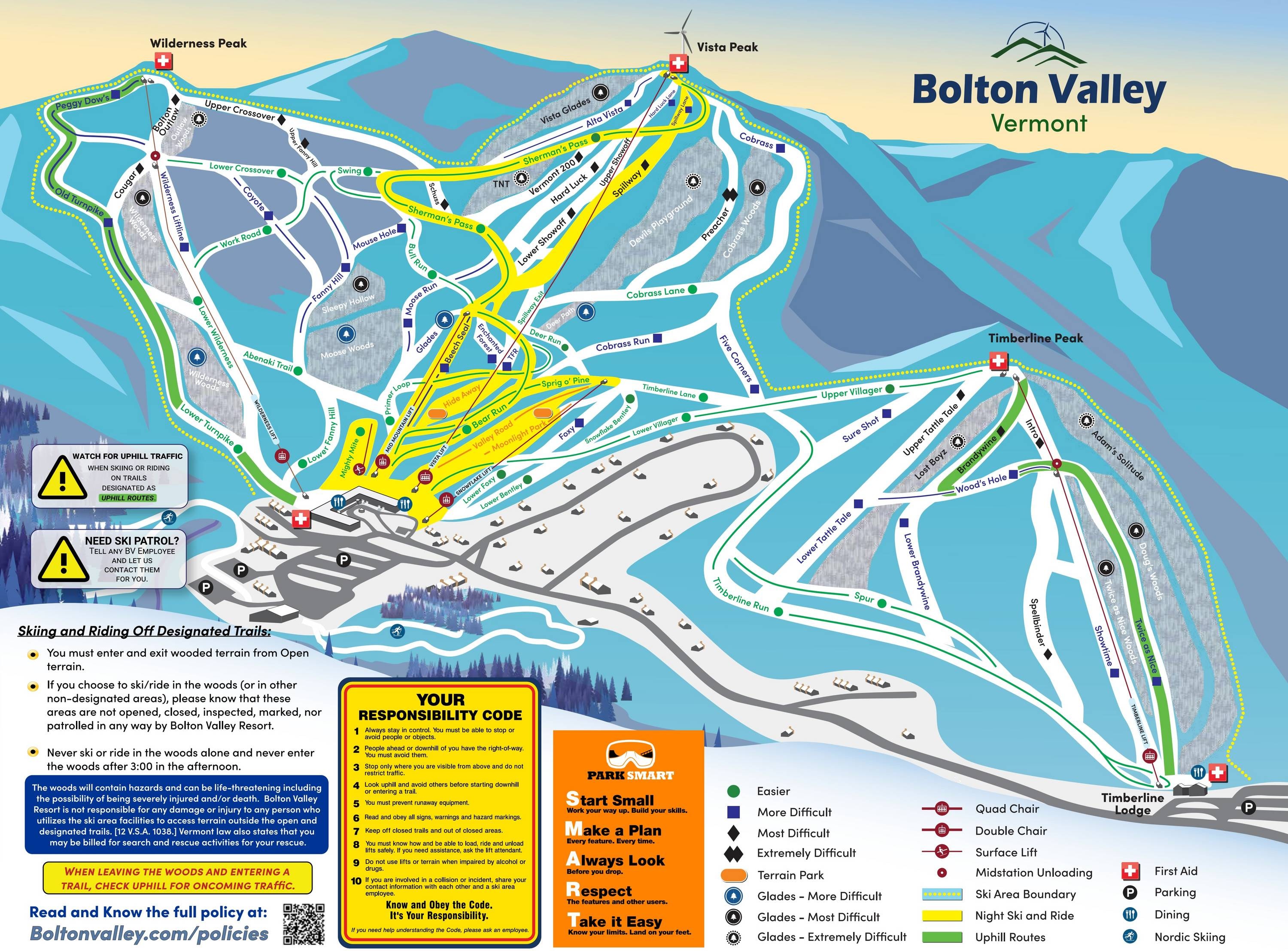 Bolton Valley trail map