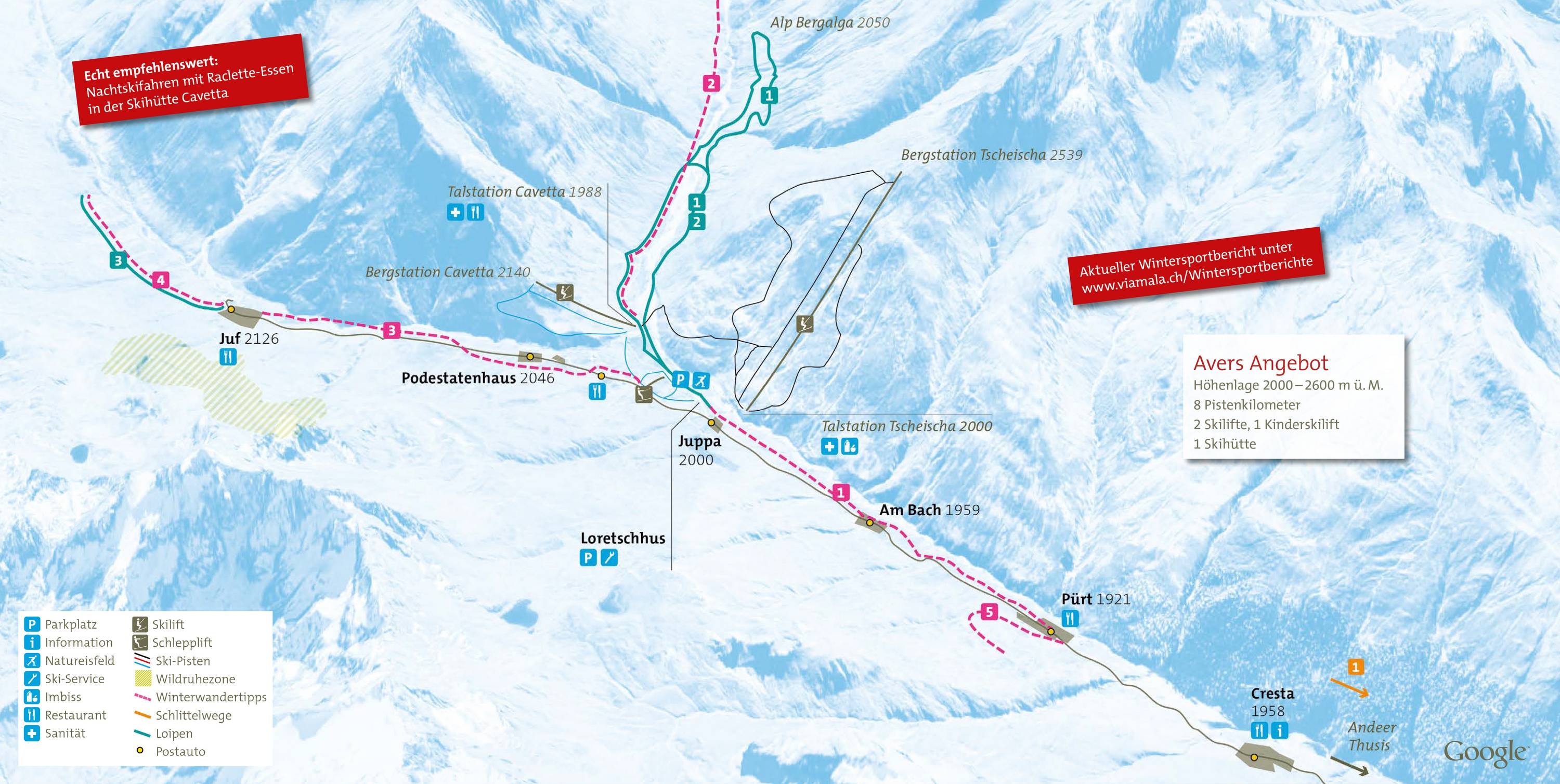 Avers trail map