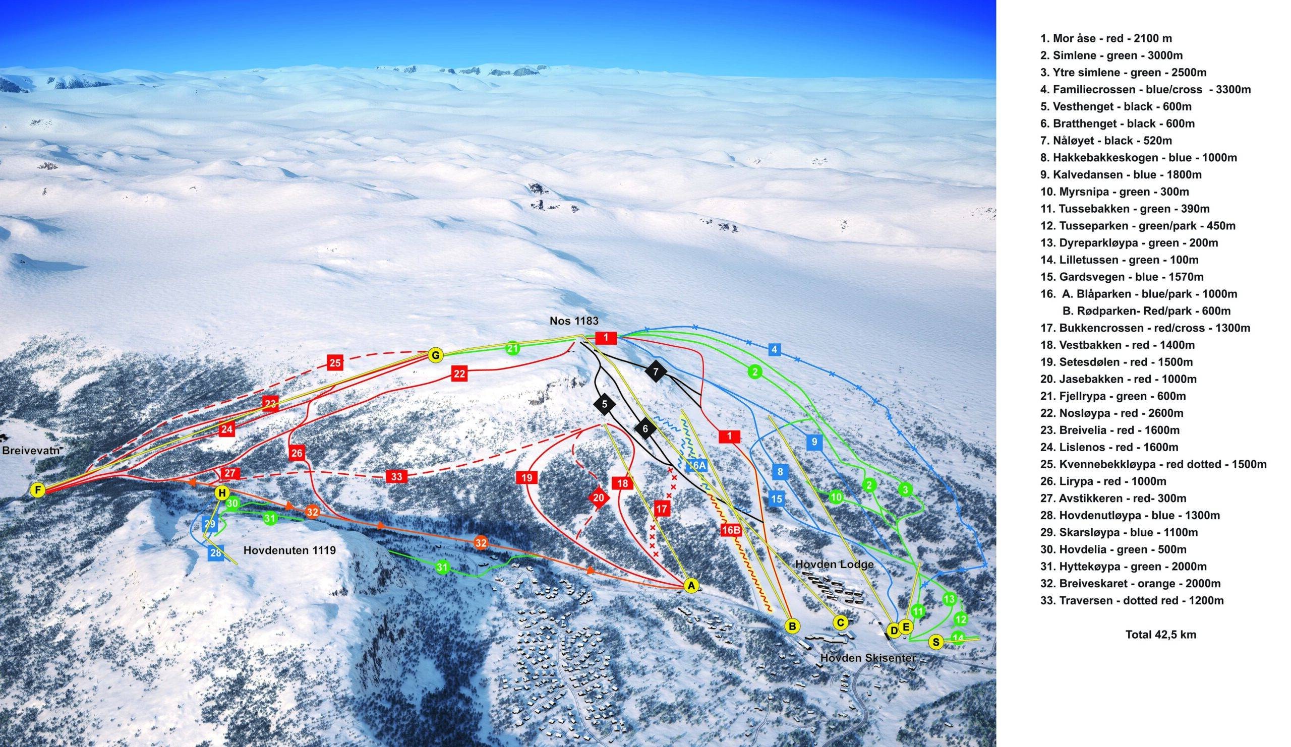 Hovden trail map