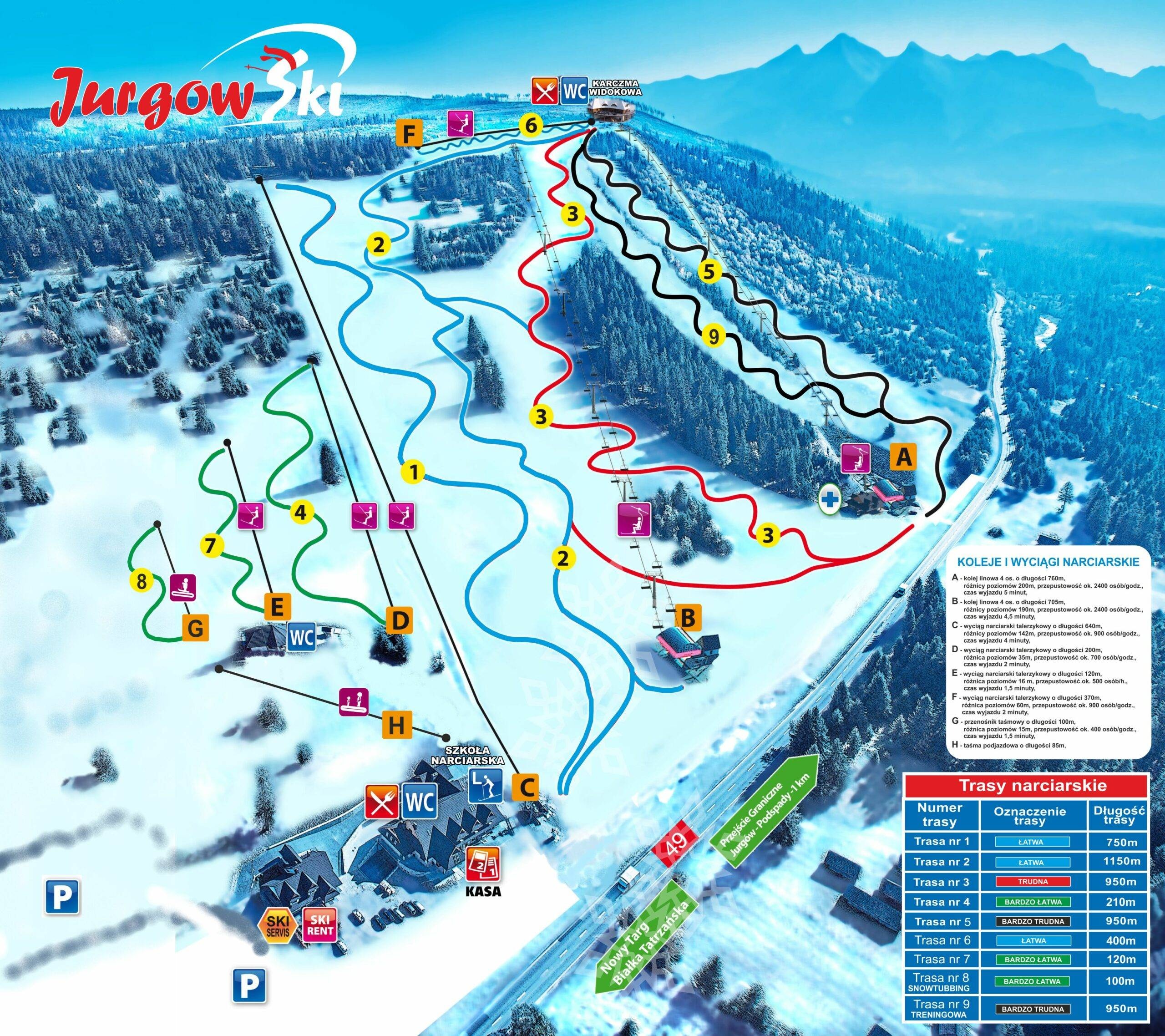 Hawrań – Jurgów trail map
