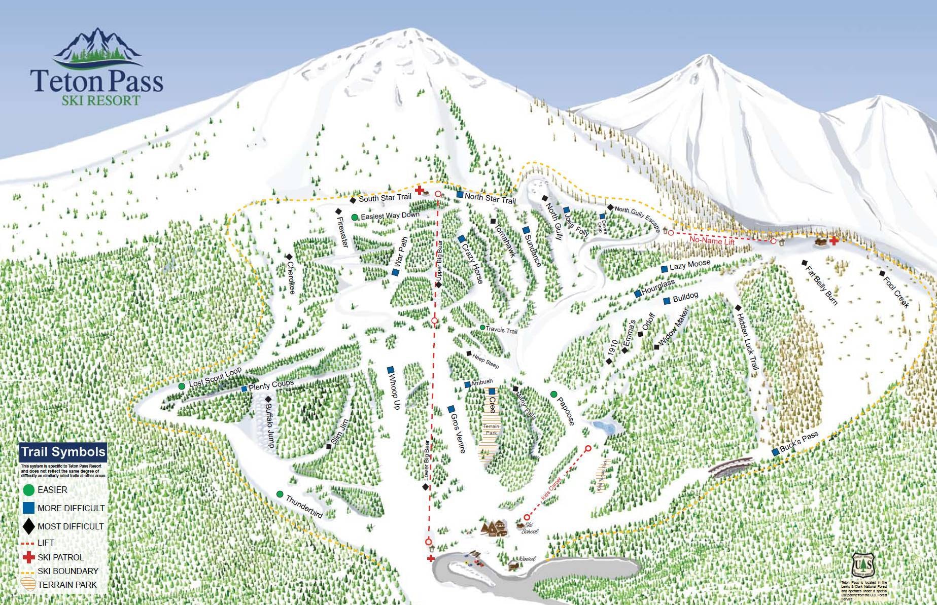 Teton Pass trail map
