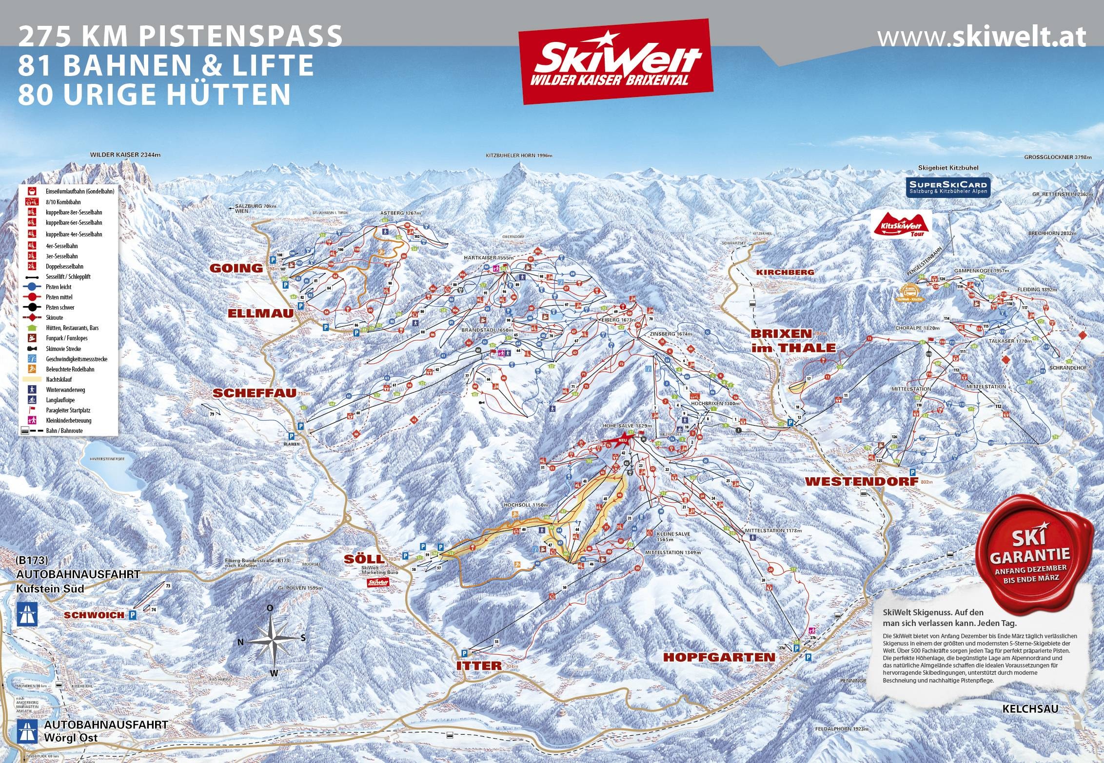 SkiWelt Wilder Kaiser-Brixental trail map